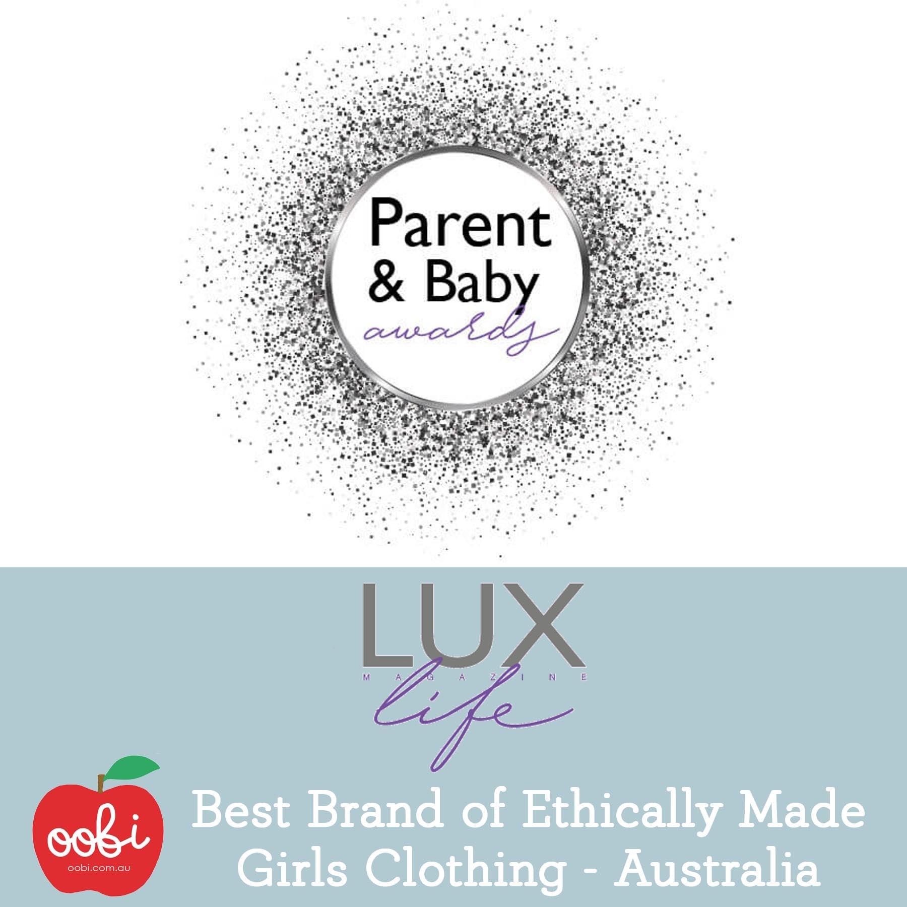 Parent & Baby Awards WINNER! Best Brand of Ethically Made Clothing!