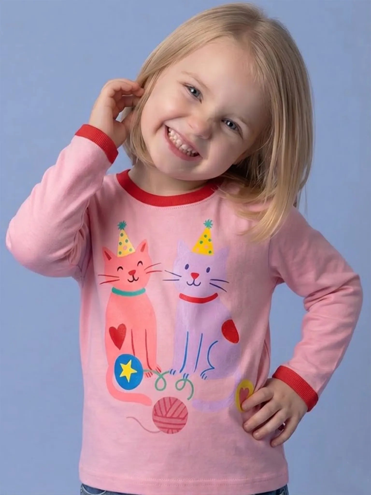 Party Cats Long Sleeve Pink Tee