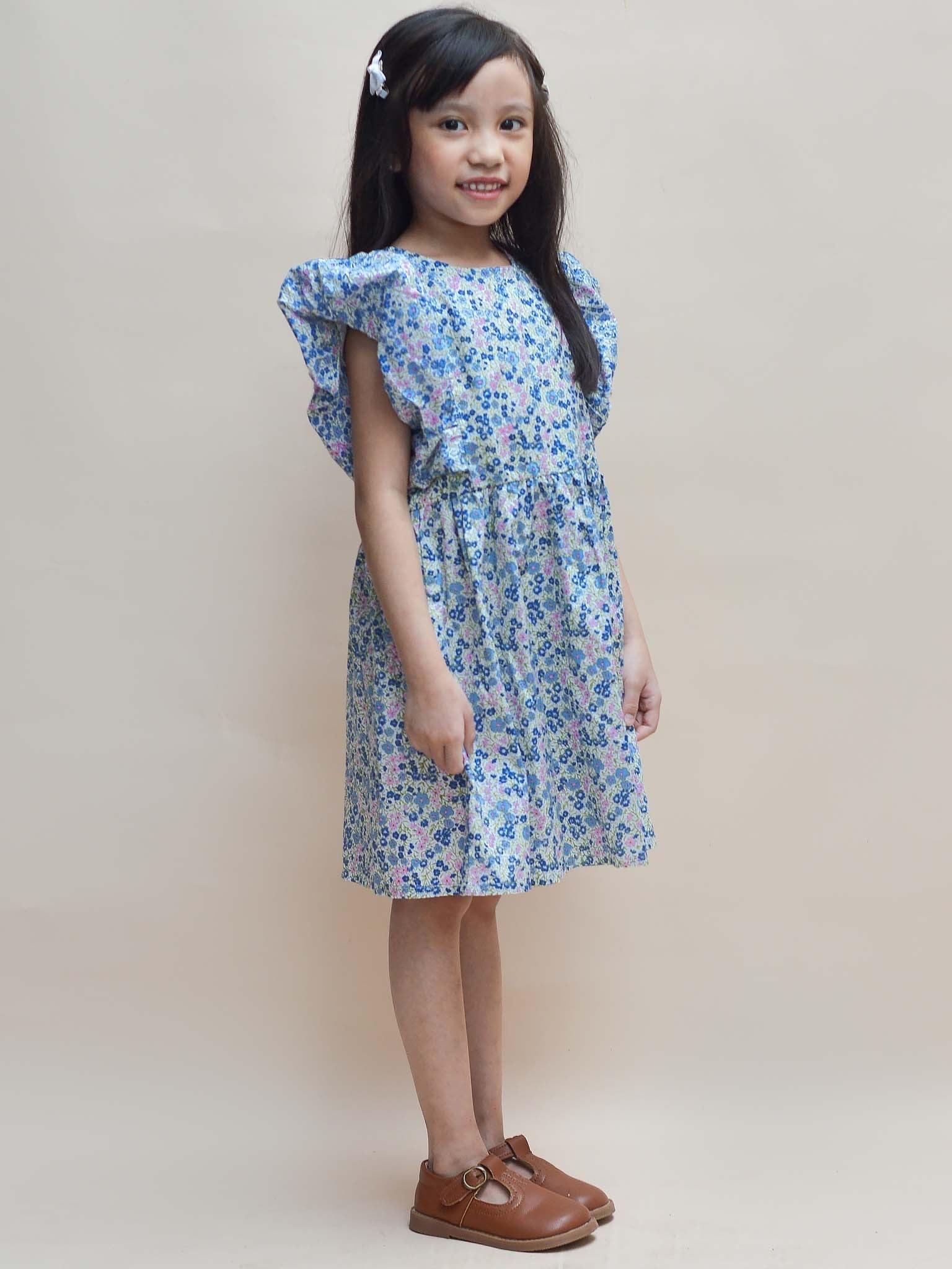 Cottage Flower Puff Sleeve Dress - Oobi