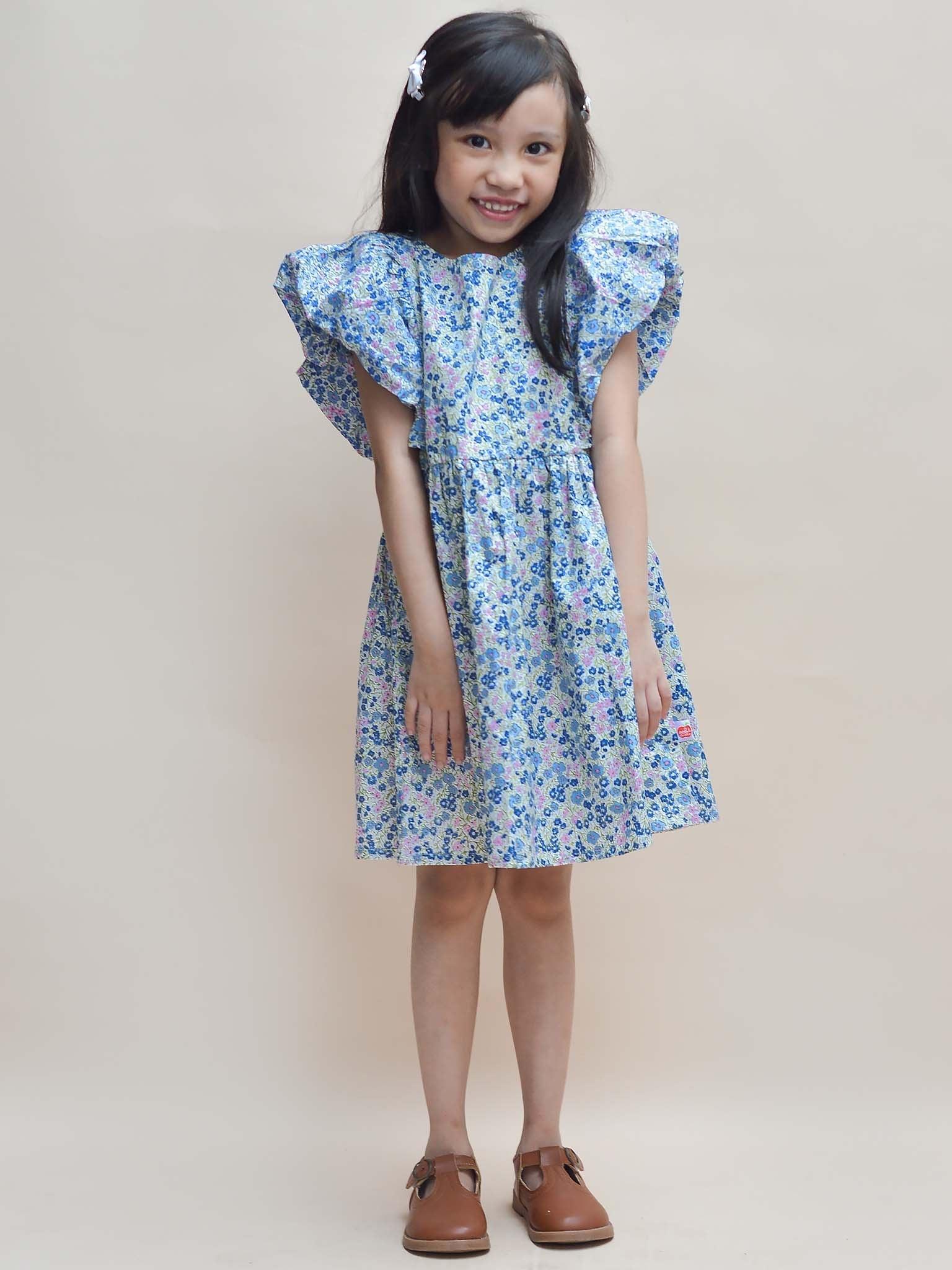 Cottage Flower Puff Sleeve Dress - Oobi