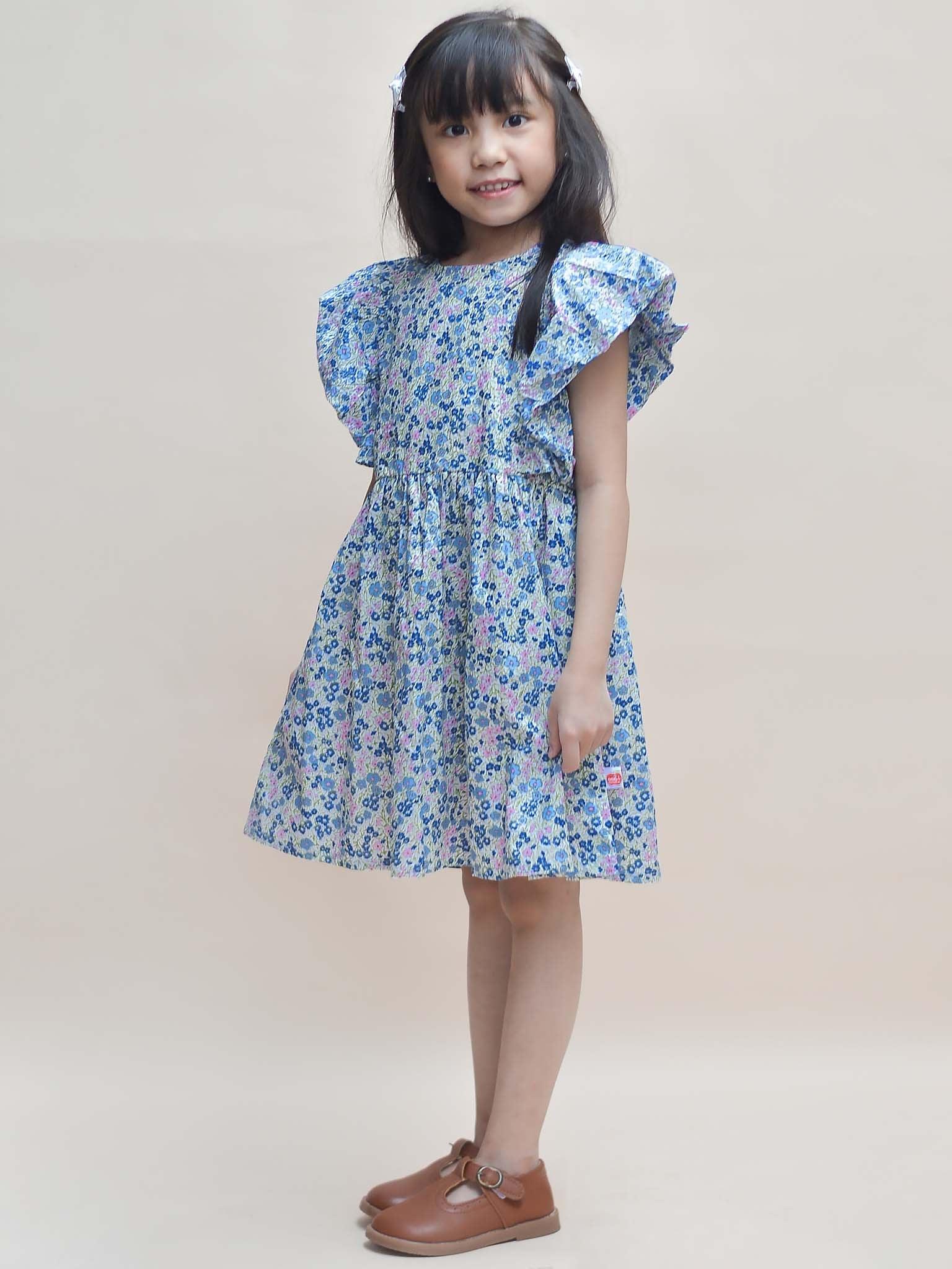 Cottage Flower Puff Sleeve Dress - Oobi