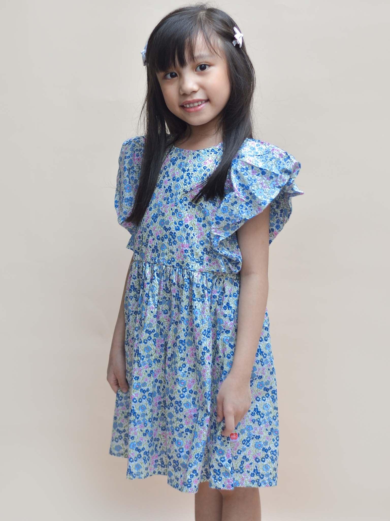 Cottage Flower Puff Sleeve Dress - Oobi
