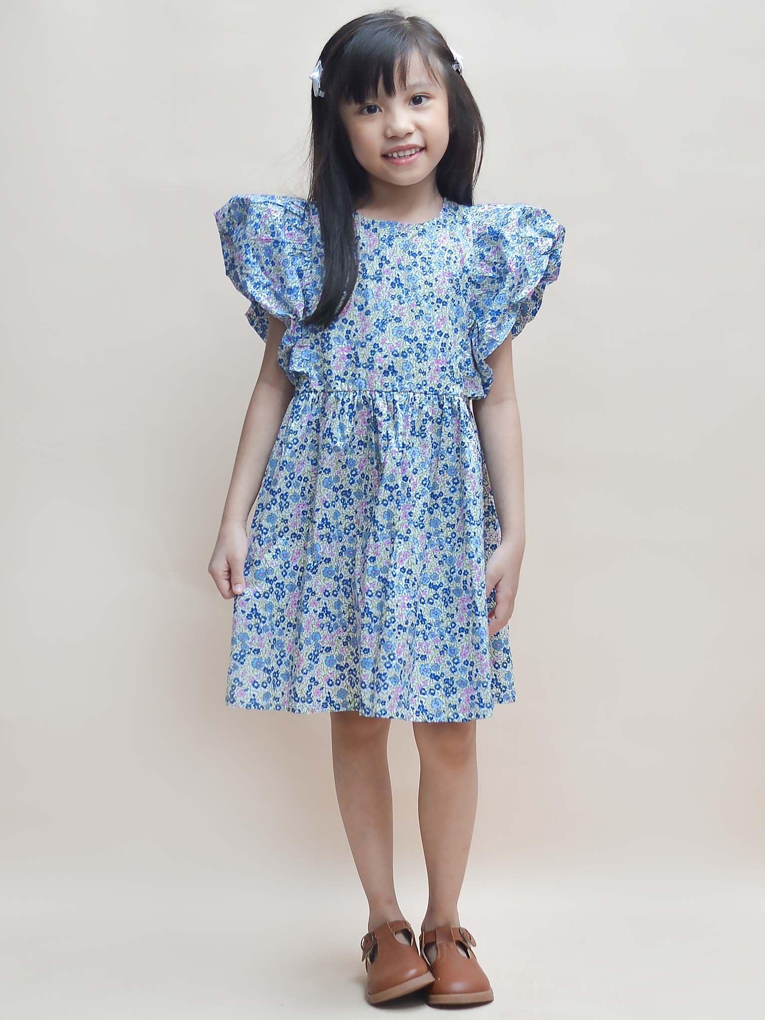 Cottage Flower Puff Sleeve Dress - Oobi