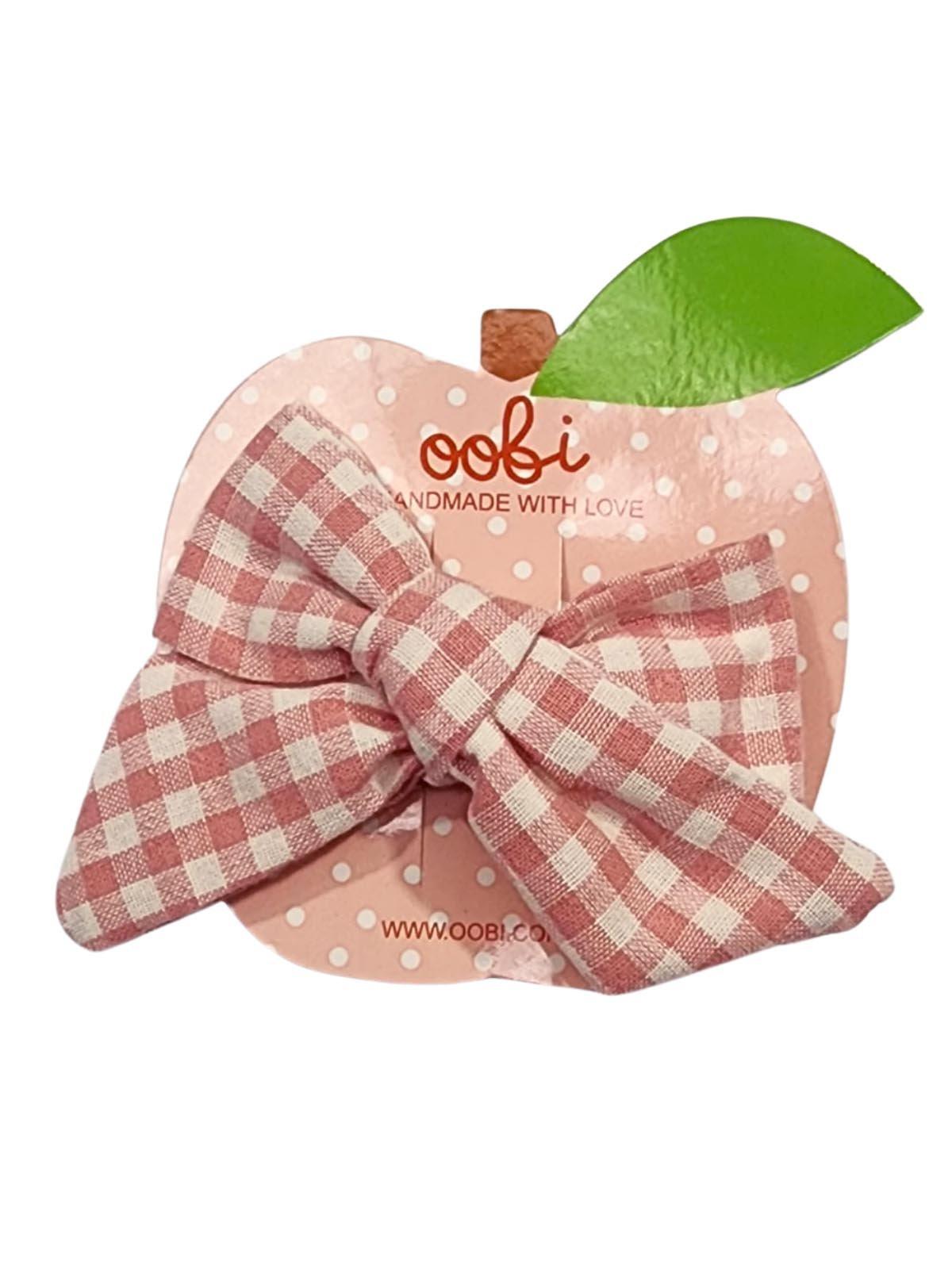 Pink Gingham Handmade Bow - Oobi