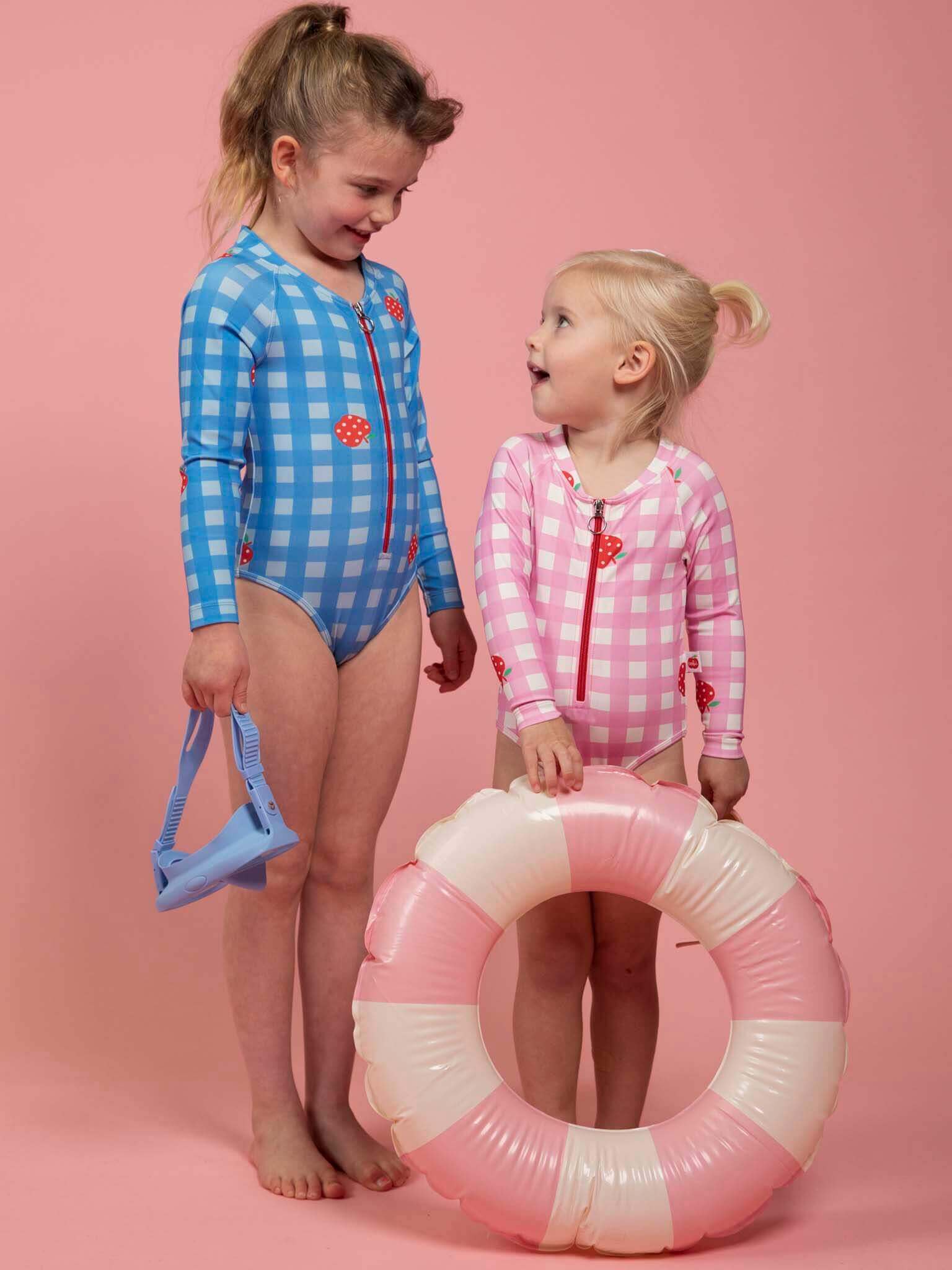 SPF 50 Gingham Long Sleeve Swimsuit