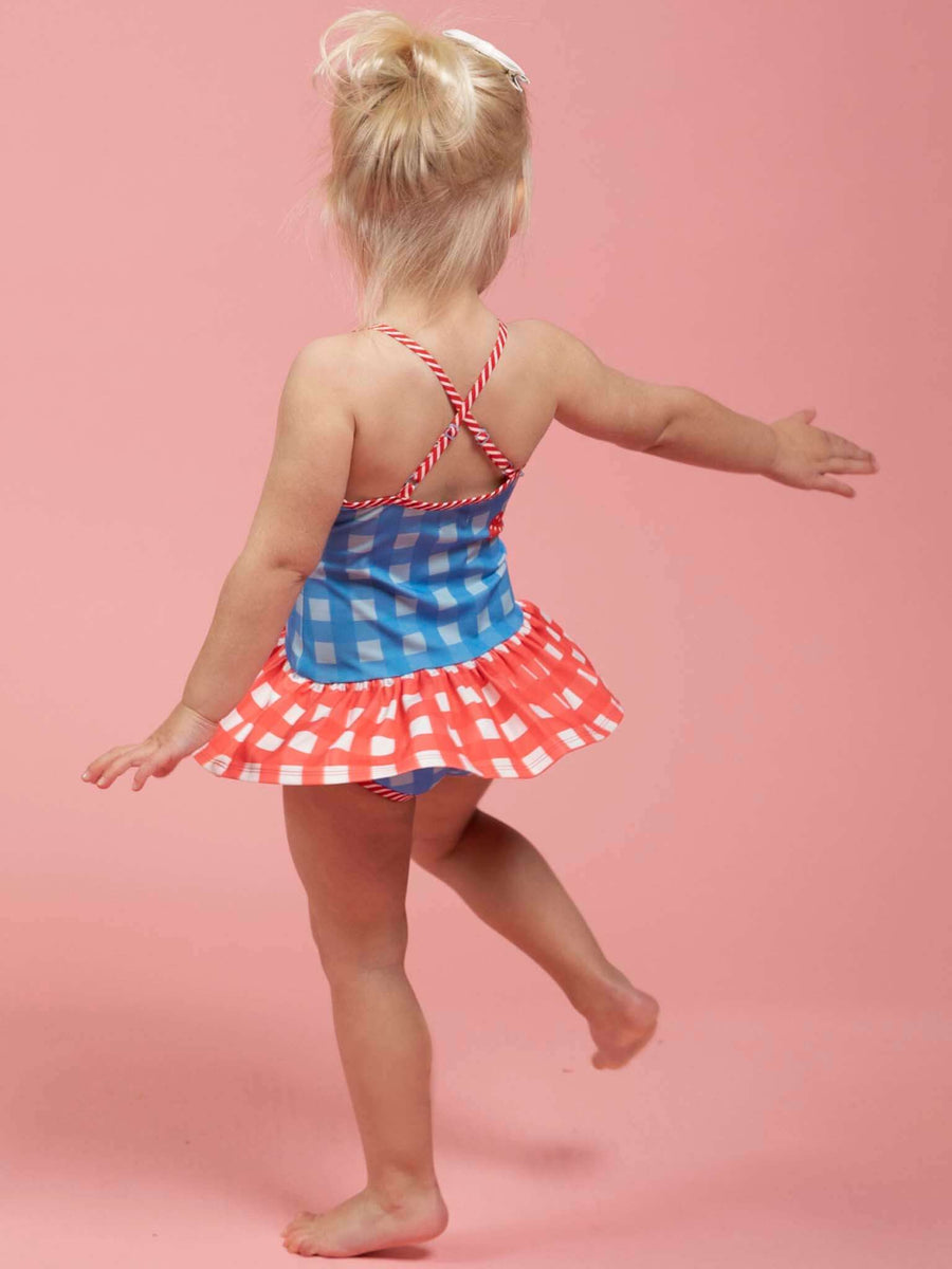 SPF 50 Gingham Swimsuit with Adjusters