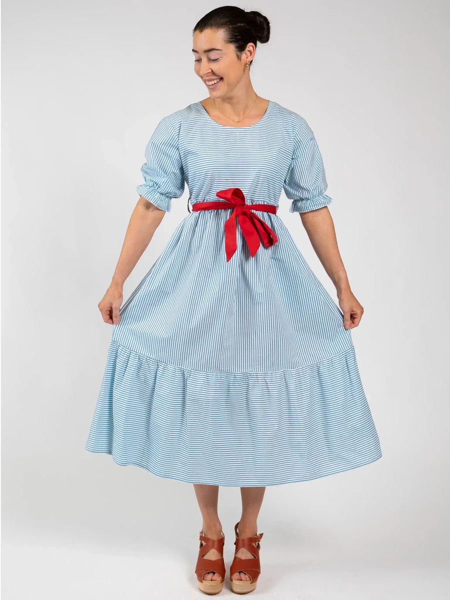 Women's Blue Stripe Maxi Dress