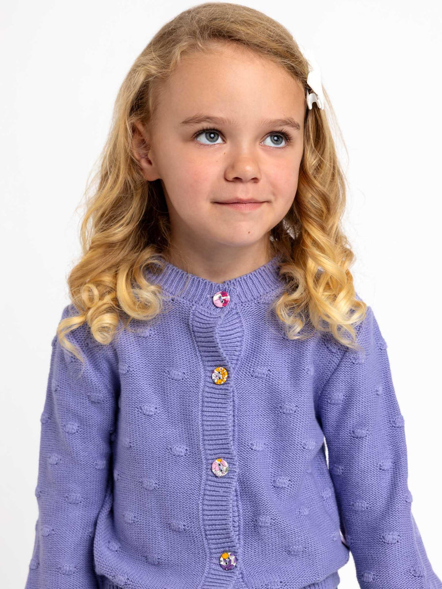 Cardigan with Textured Dots Orchid