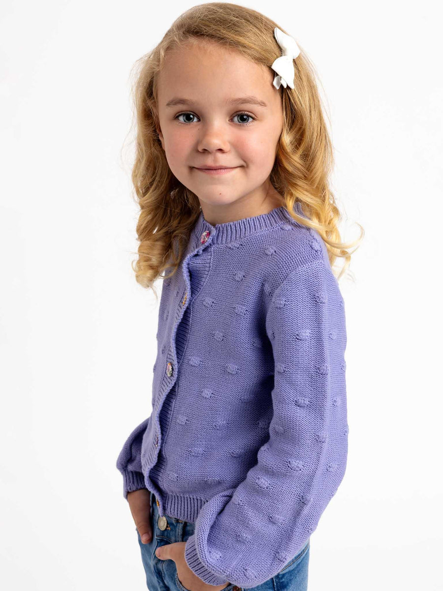 Cardigan with Textured Dots Orchid