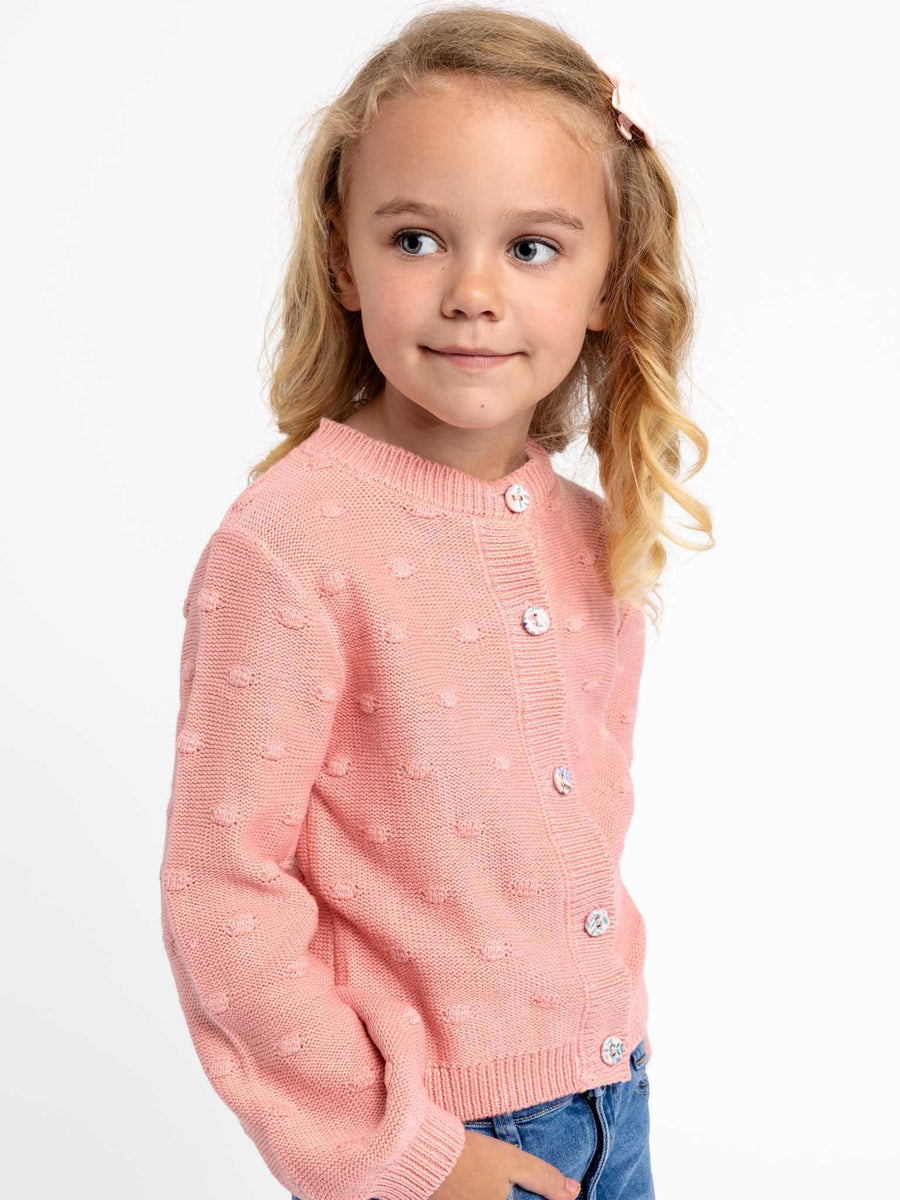 Cardigan with Textured Dots Pink