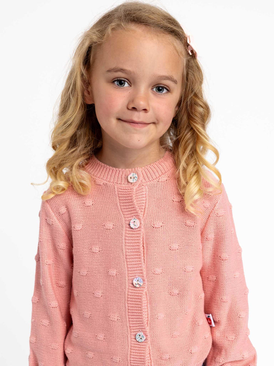 Cardigan with Textured Dots Pink