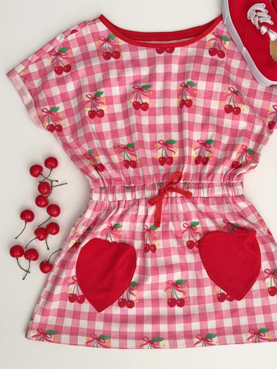 New Love Cherry Gingham Jersey Dress