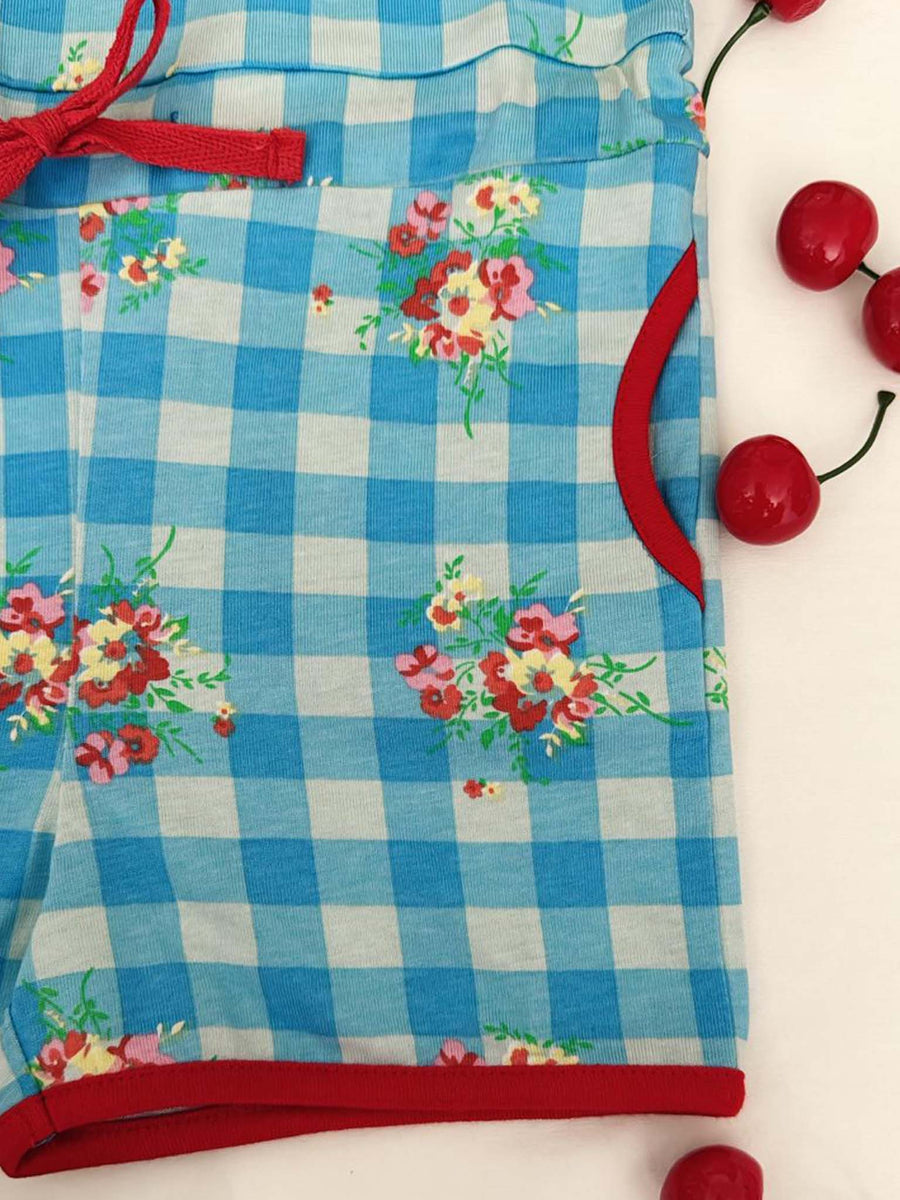 Floral Gingham Jersey Playsuit