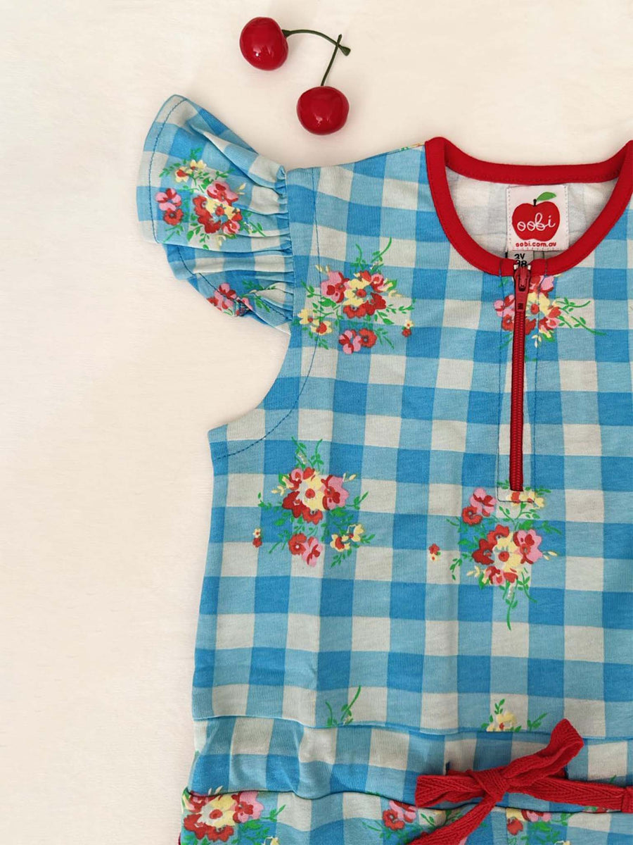 Floral Gingham Jersey Playsuit