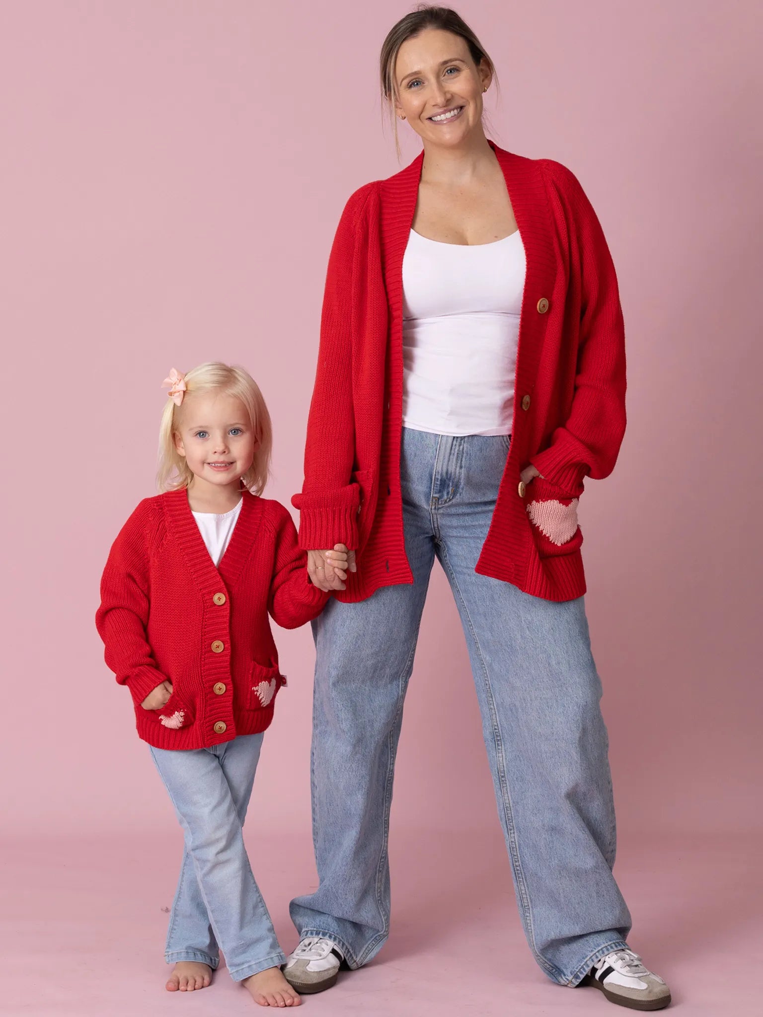 Women's Oversized Heart Chunky Knit Cardigan