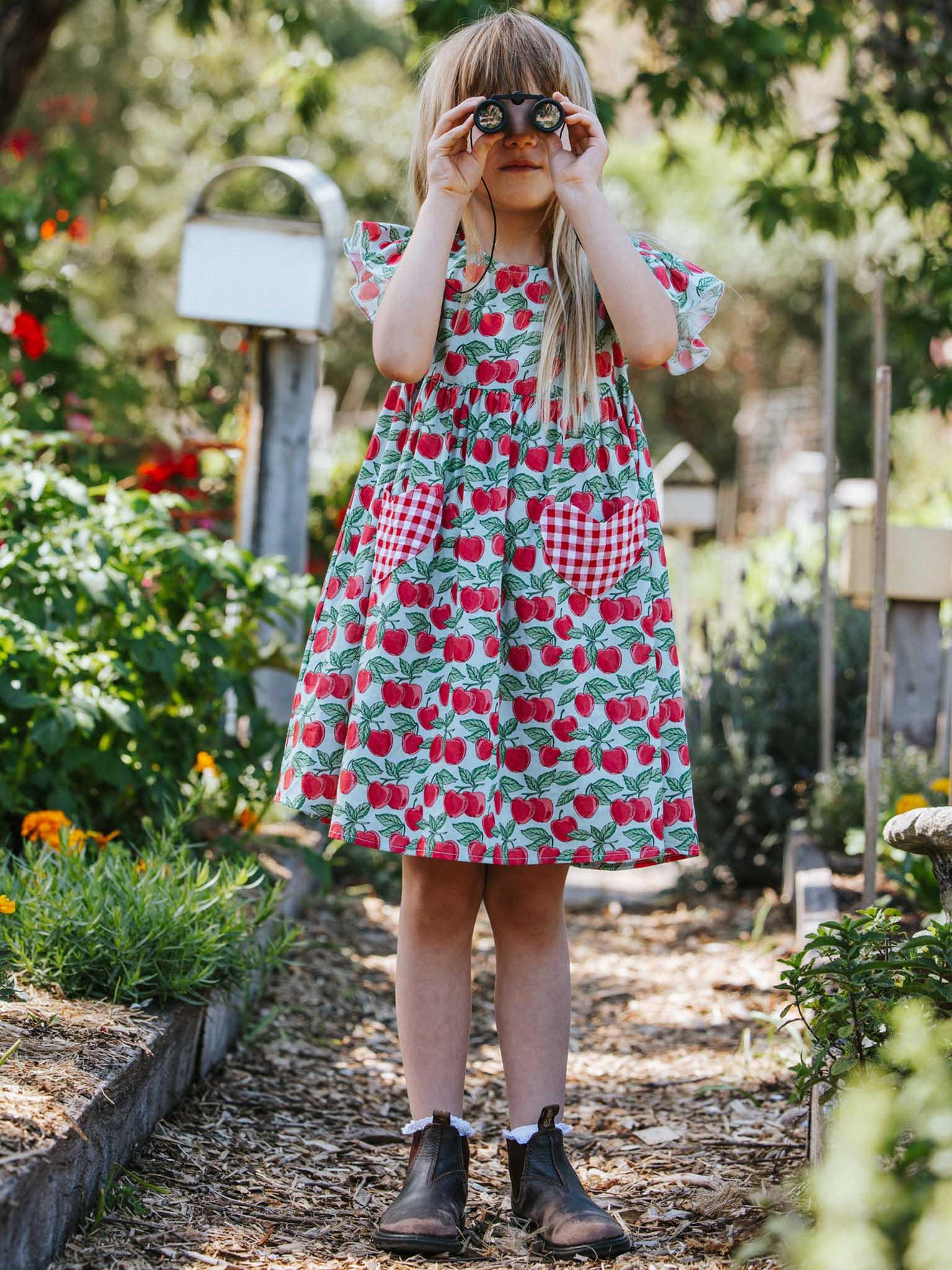 Cherry Heart Pocket Dress - Oobi