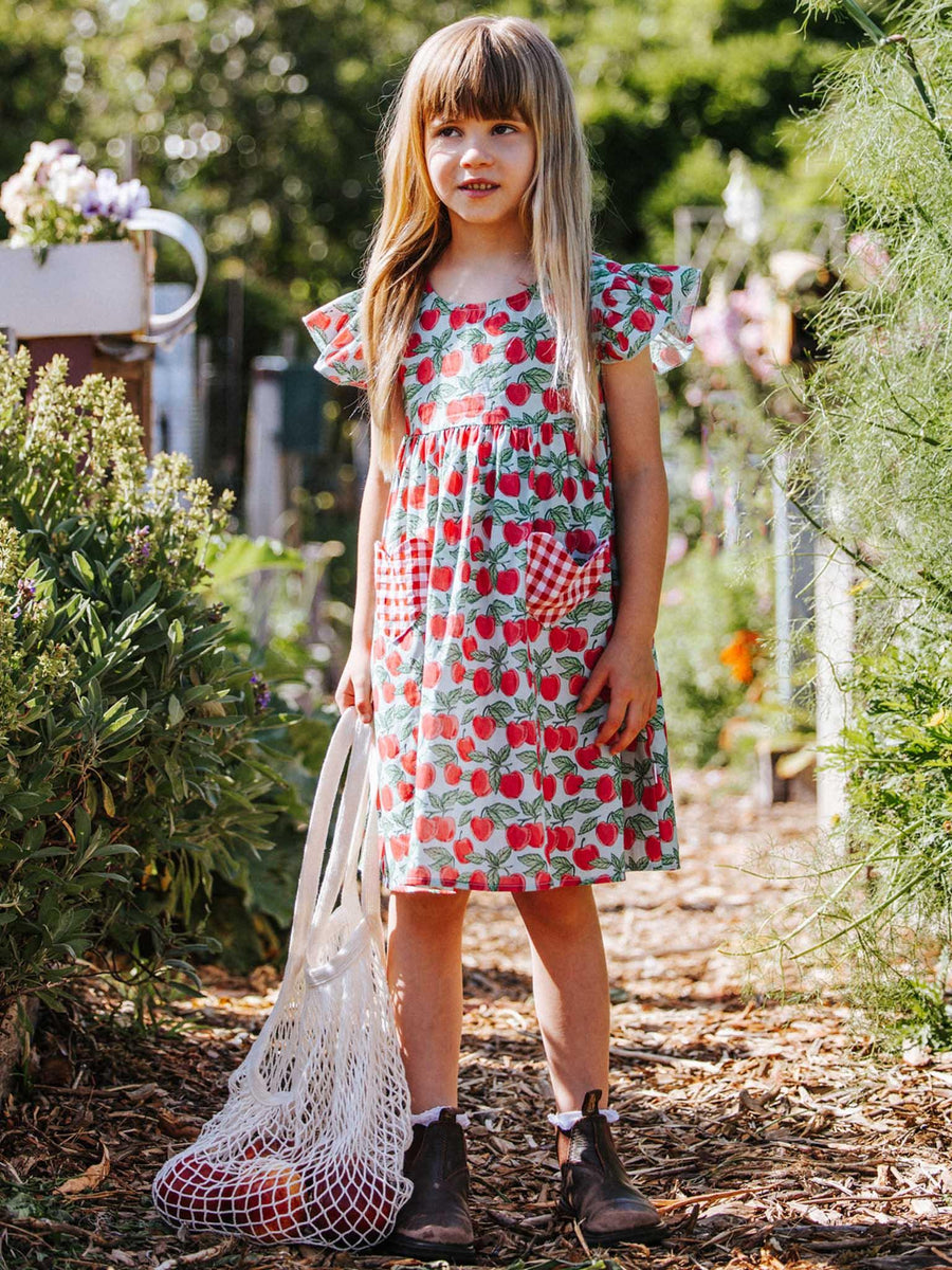 Cherry Heart Pocket Dress