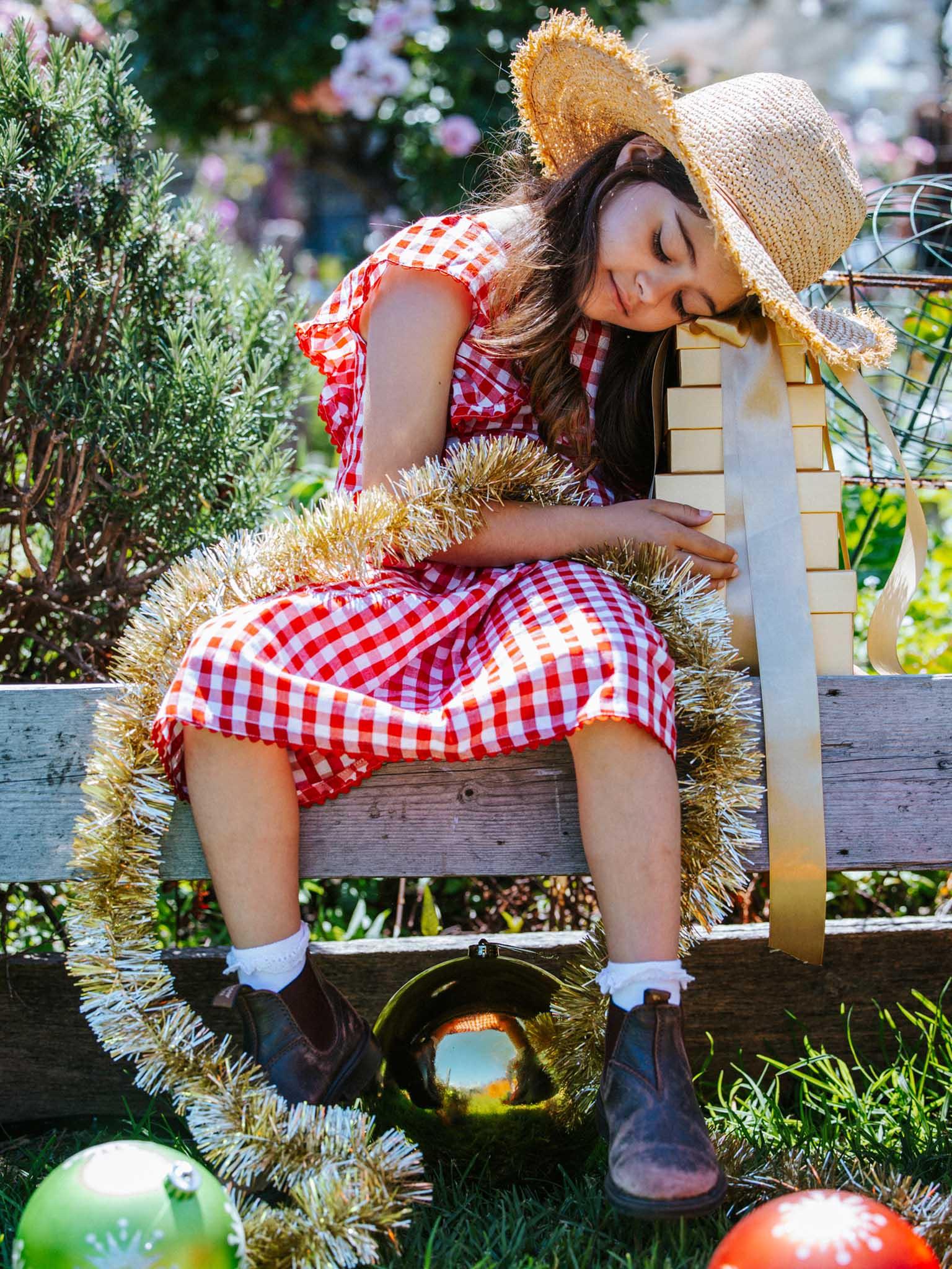 Red Gingham Lacy Dress - Oobi