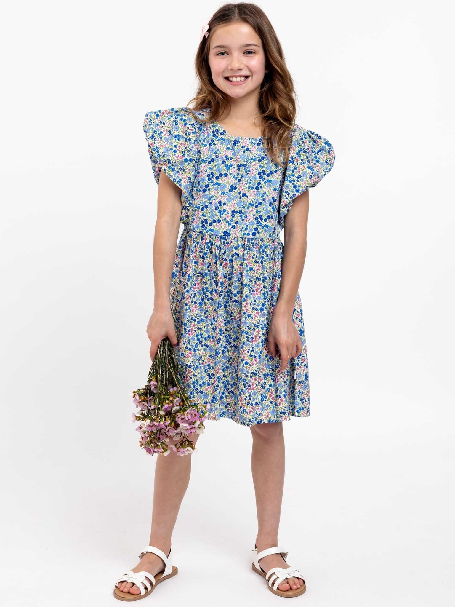 Cottage Flower Puff Sleeve Dress - Oobi
