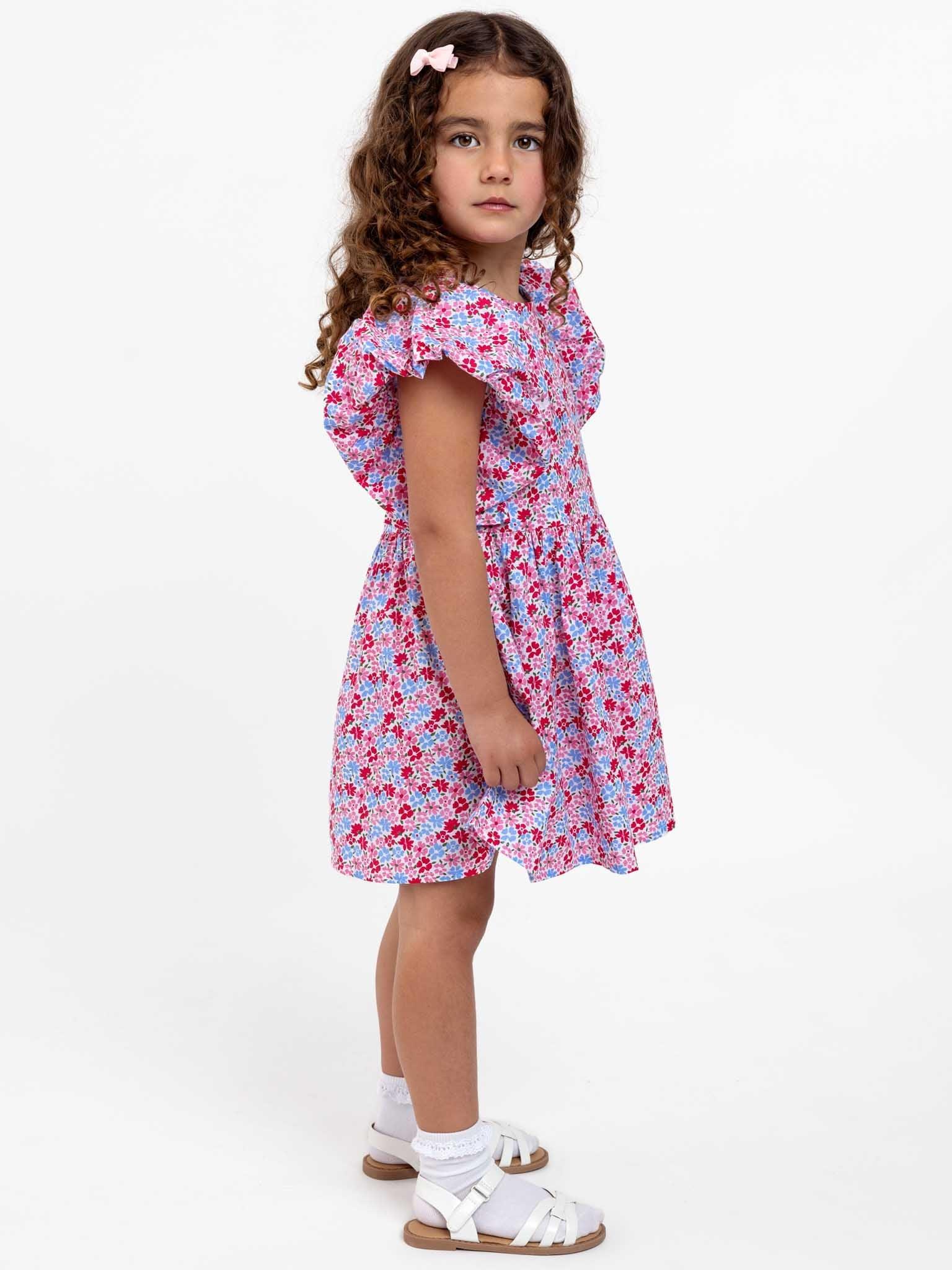 Cottage Flower Puff Sleeve Dress - Oobi