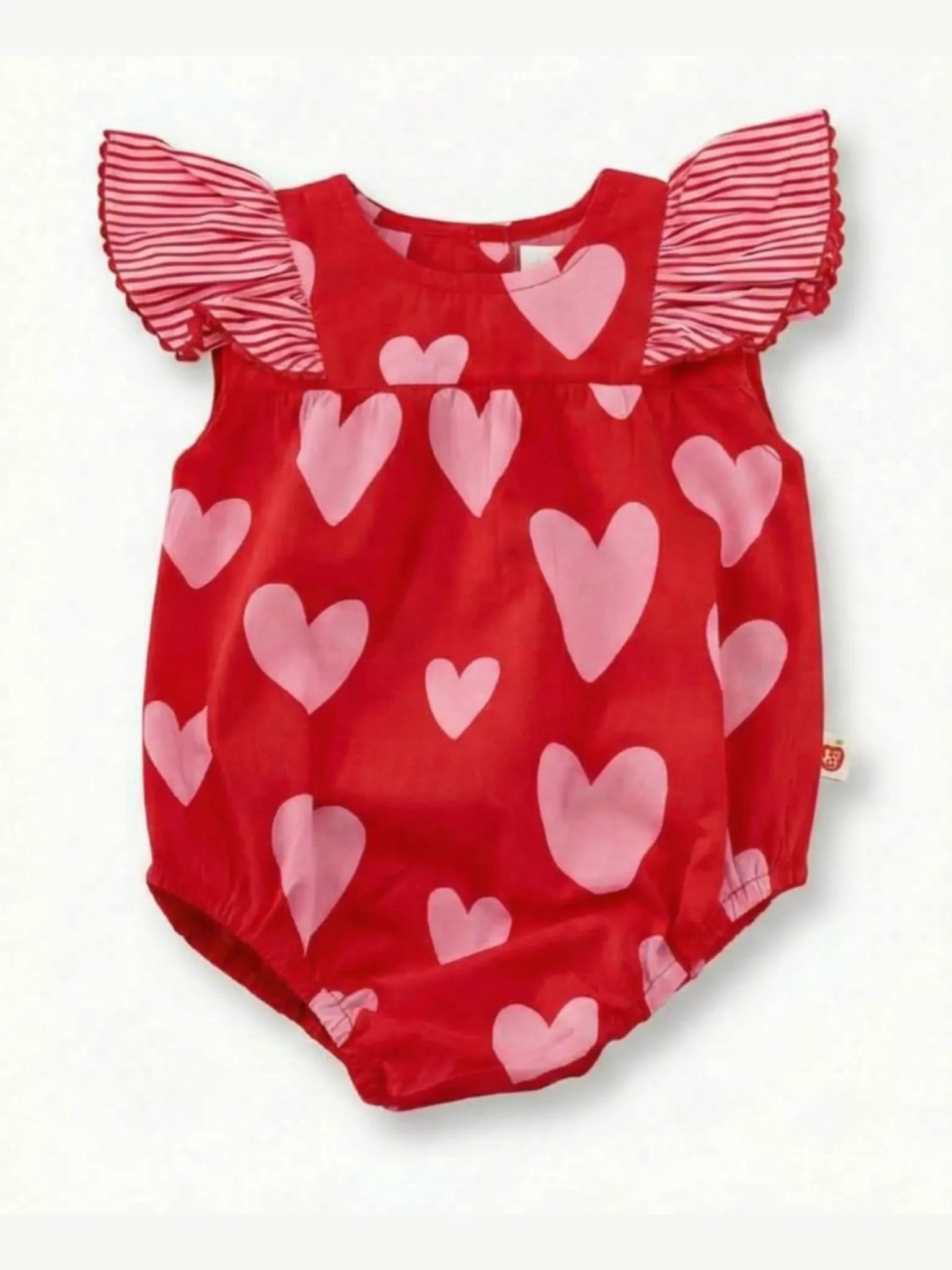 Red Big Heart Baby Playsuit