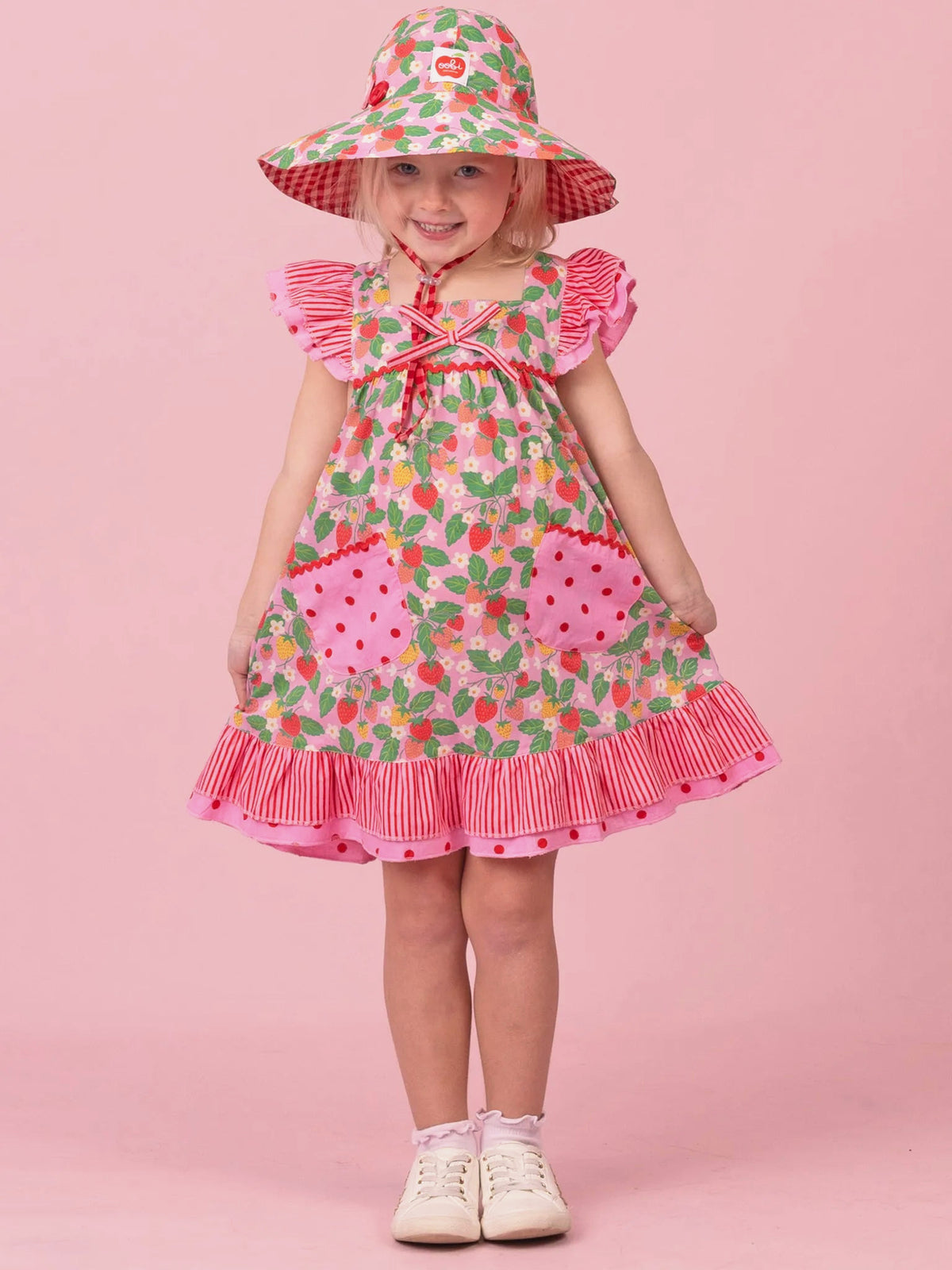 Strawberry Fields Holly dress, front view with ruffled hem