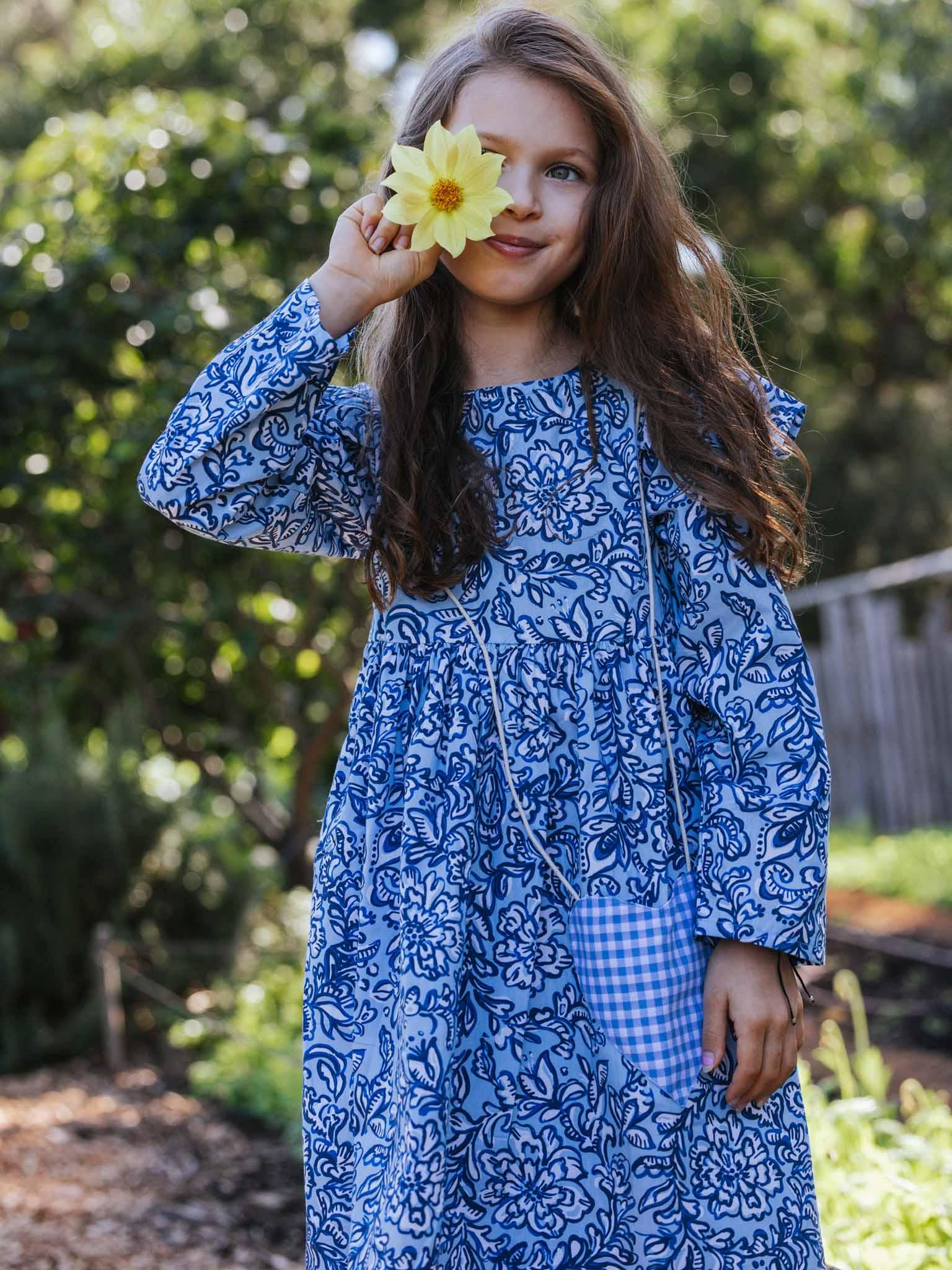 Girls Blue Winter Dress | Long Sleeved Dress | Up to 12