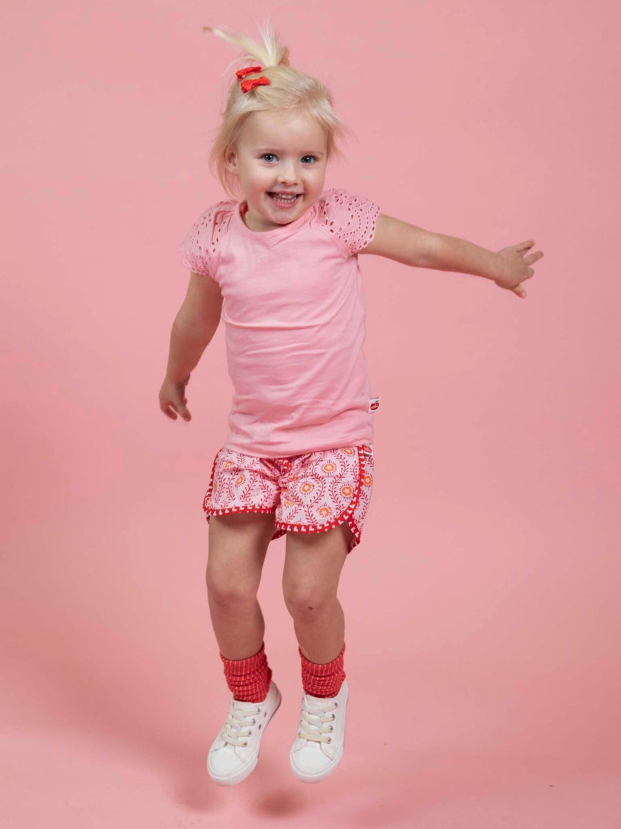 Woodblock Flower Curved Shorts