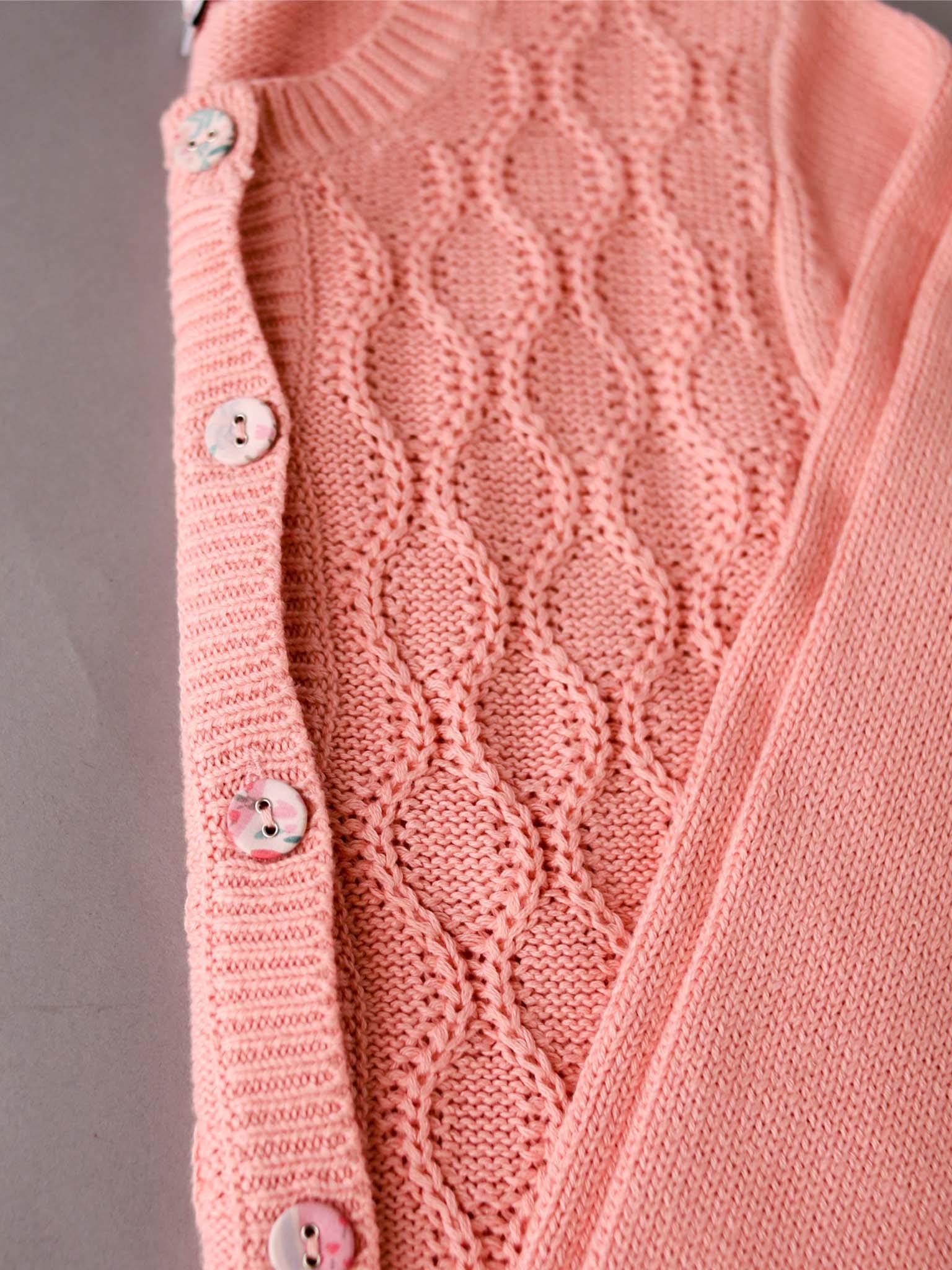 Audrina Pink Icing Cotton Cardigan - Oobi