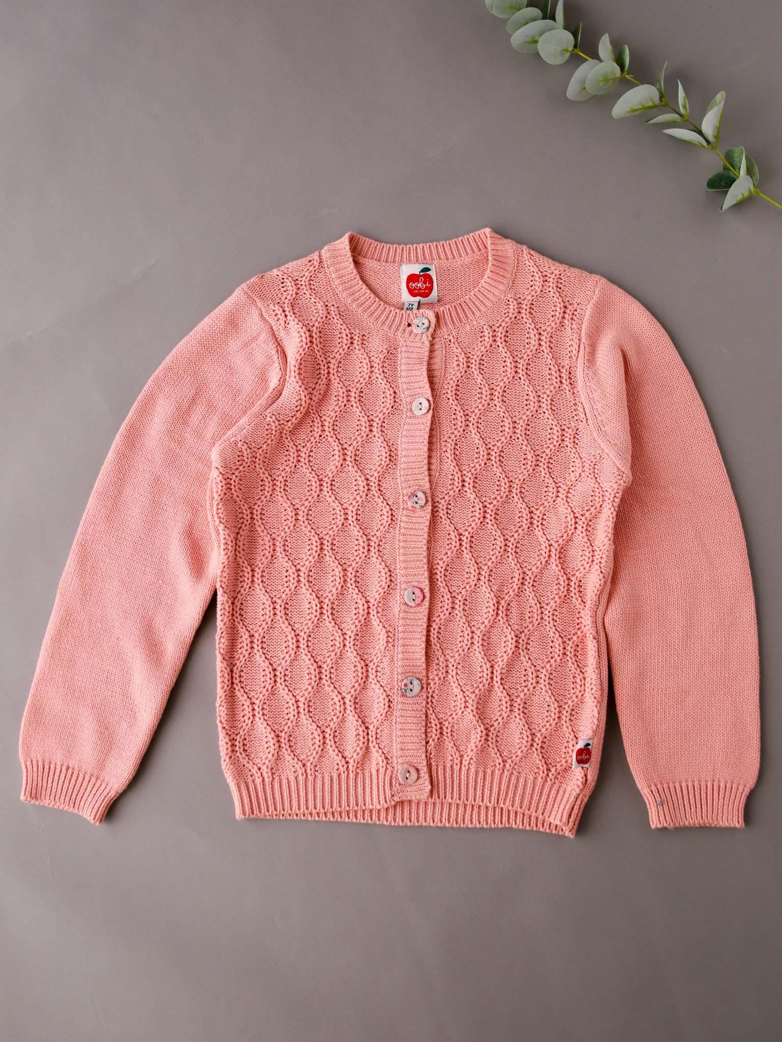 Audrina Pink Icing Cotton Cardigan - Oobi