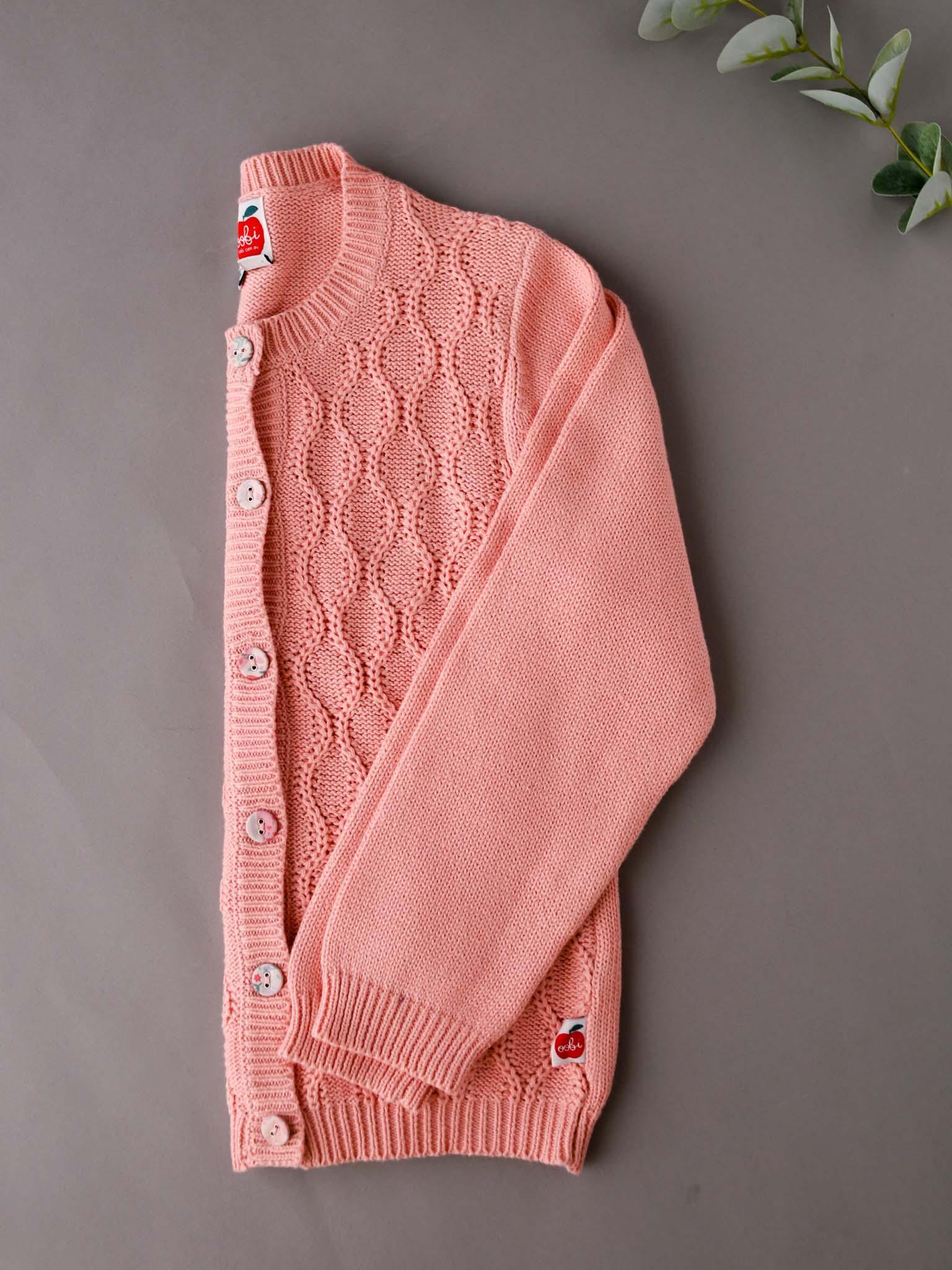 Audrina Pink Icing Cotton Cardigan - Oobi