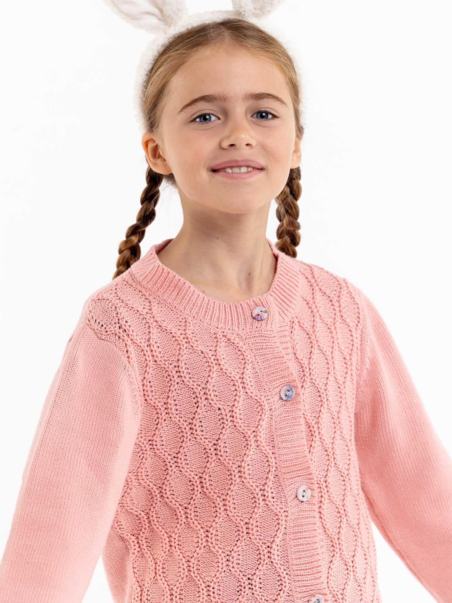 Audrina Pink Icing Cotton Cardigan - Oobi
