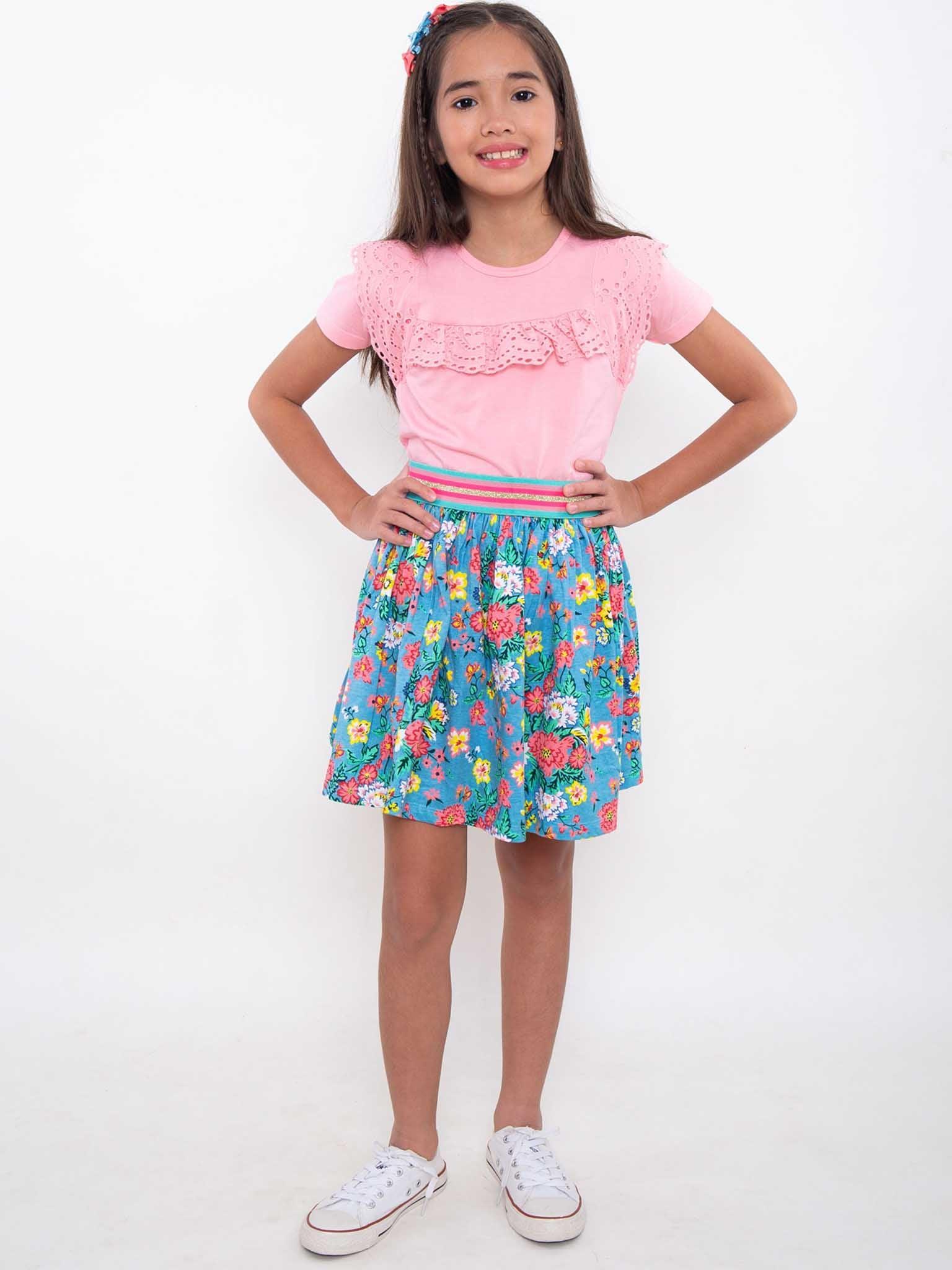 Cornflower Meadow Jersey Skirt - Oobi