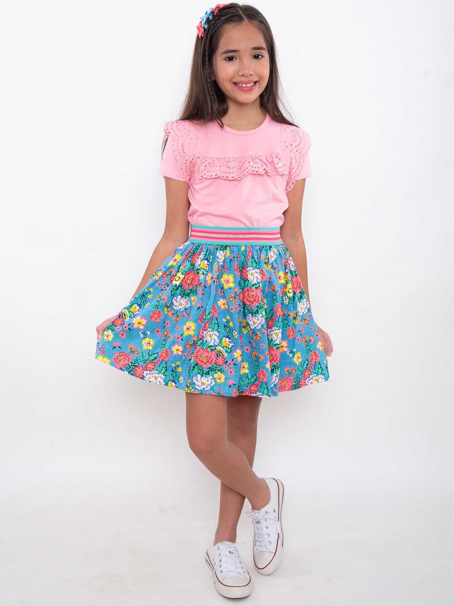Cornflower Meadow Jersey Skirt - Oobi