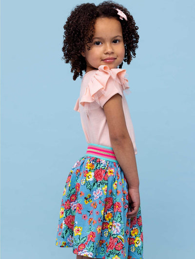 Blue floral skirt for kids
