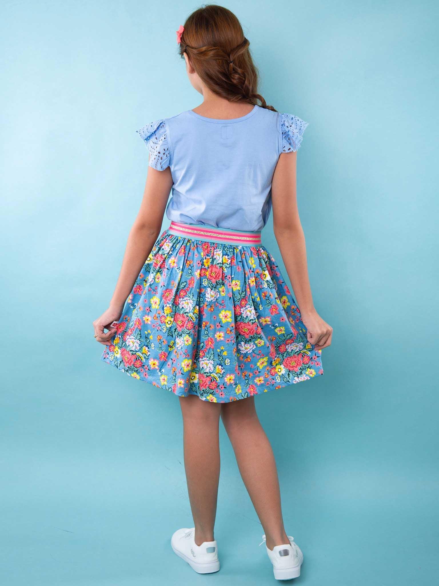 Cornflower Meadow Jersey Skirt - Oobi