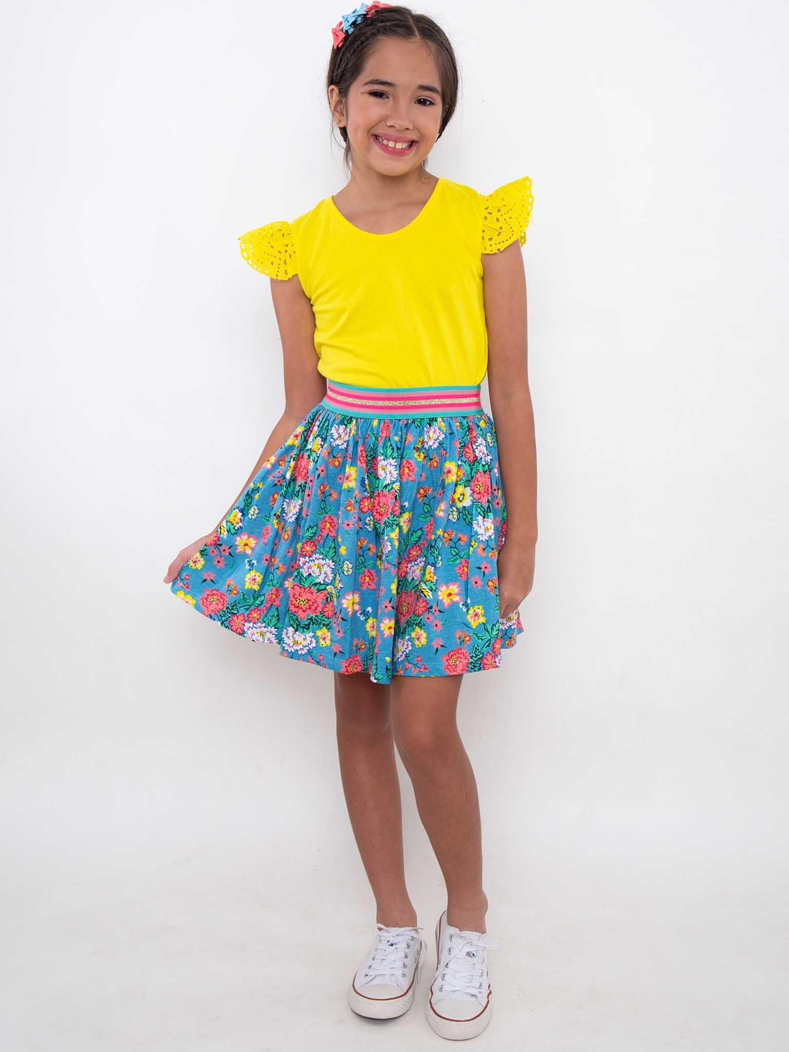 Cornflower Meadow Jersey Skirt - Oobi