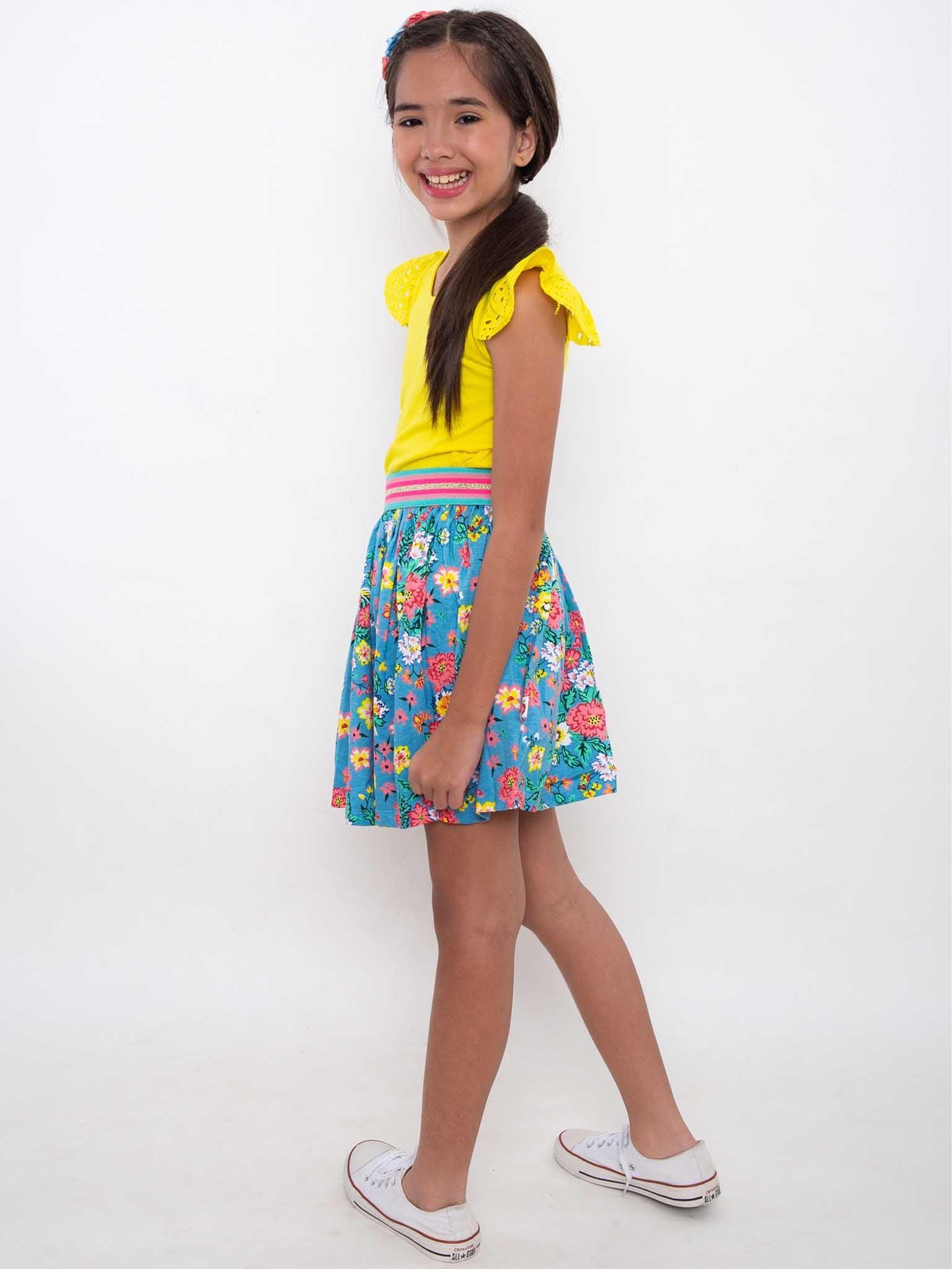 Cornflower Meadow Jersey Skirt - Oobi