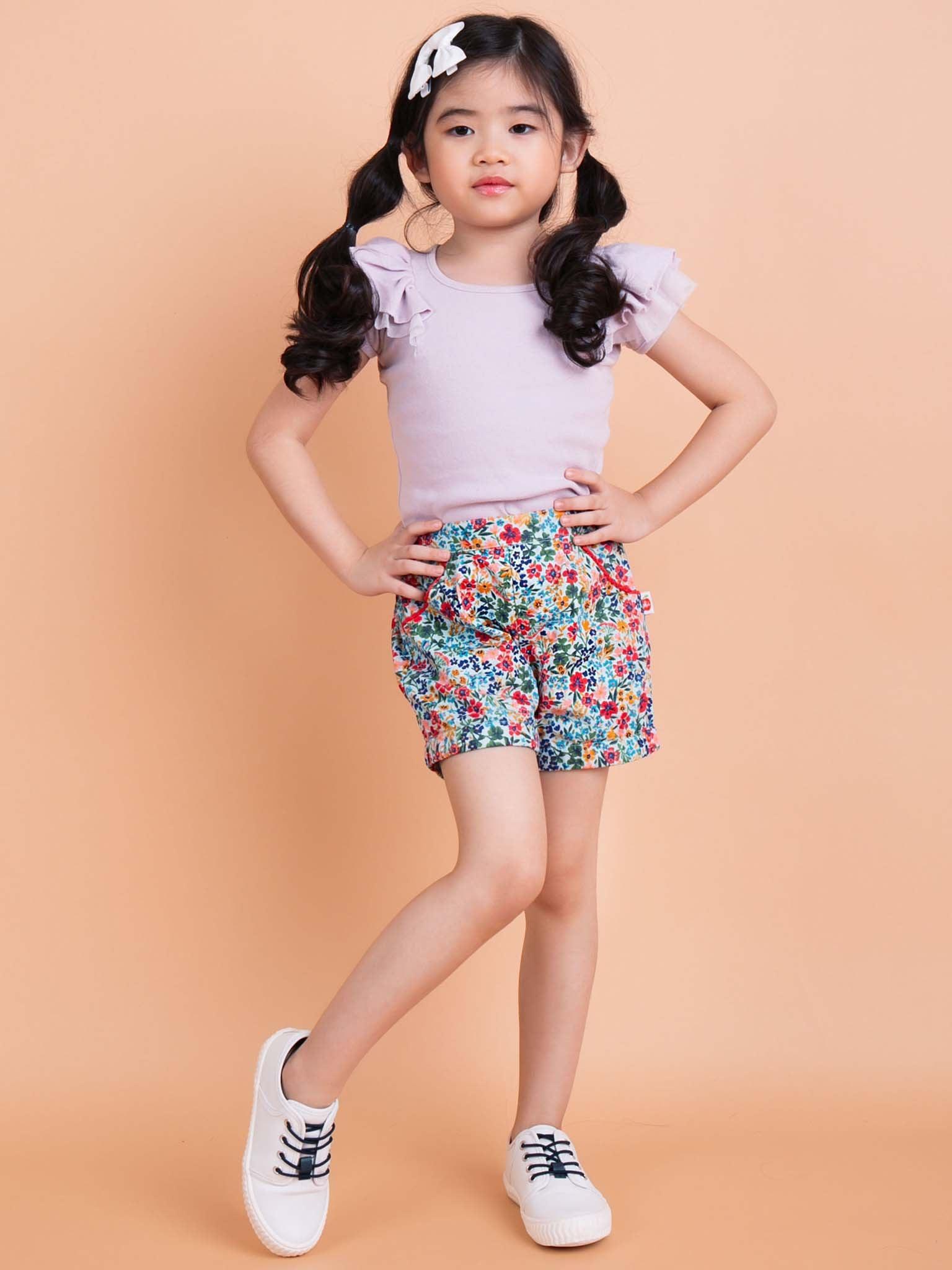 Marnie Blue Forest Flower Shorts - Oobi