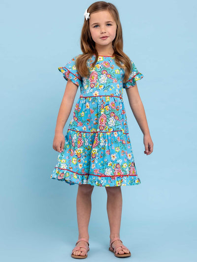 Blue floral dress for kids
