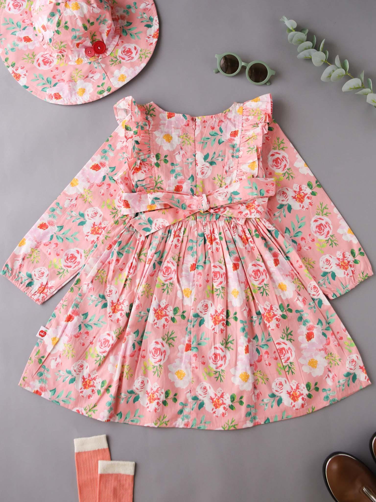 Penelope Pink Watercolour Dress - Oobi