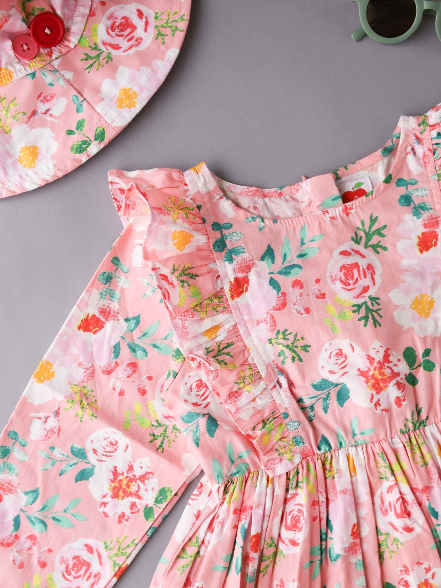 Penelope Pink Watercolour Dress - Oobi