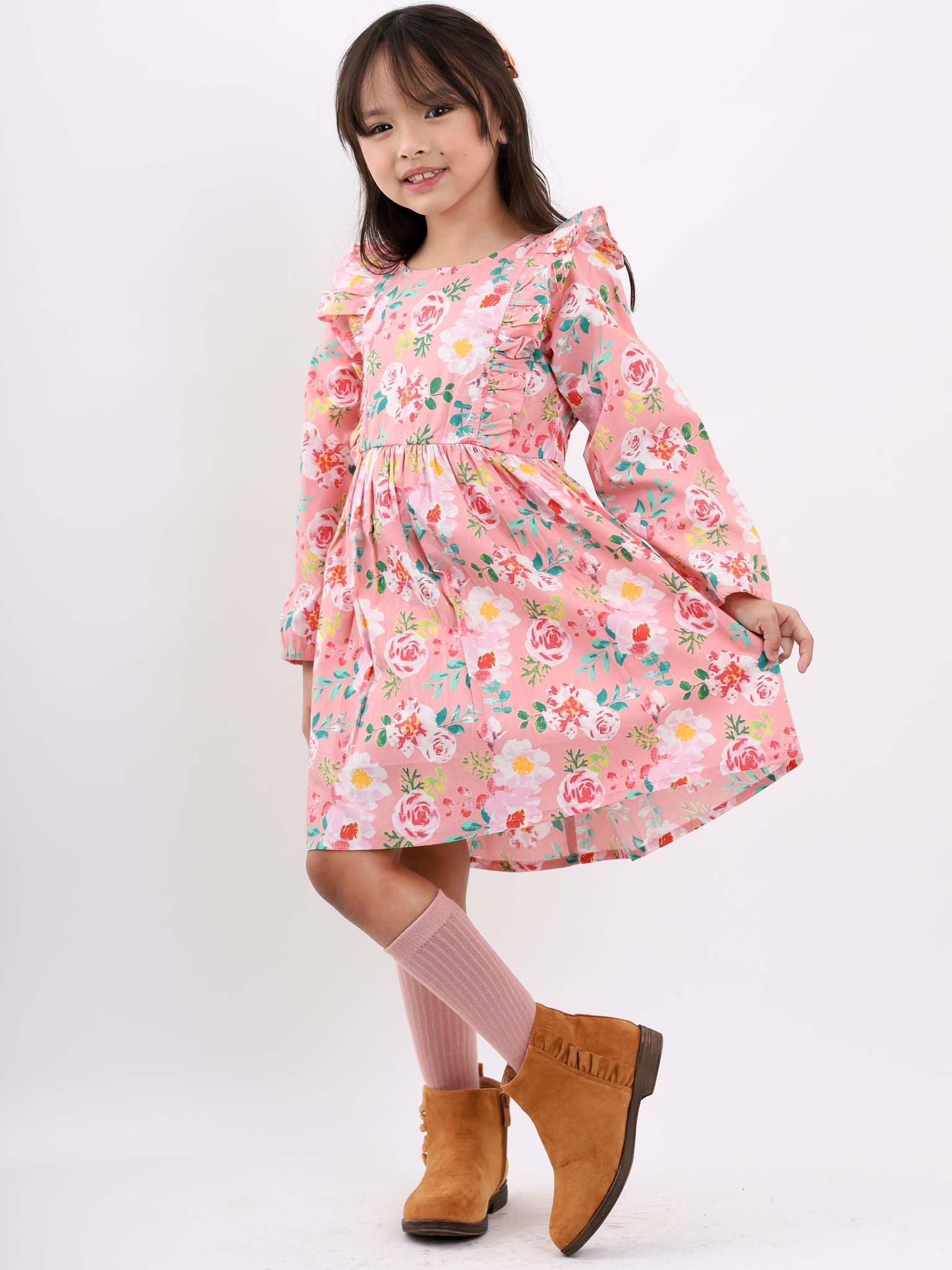 Penelope Pink Watercolour Dress - Oobi