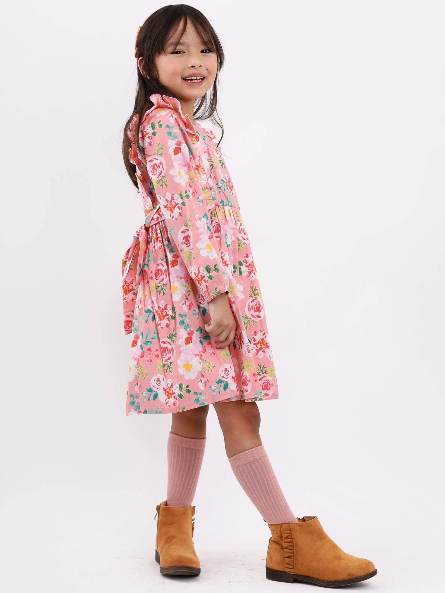 Penelope Pink Watercolour Dress - Oobi