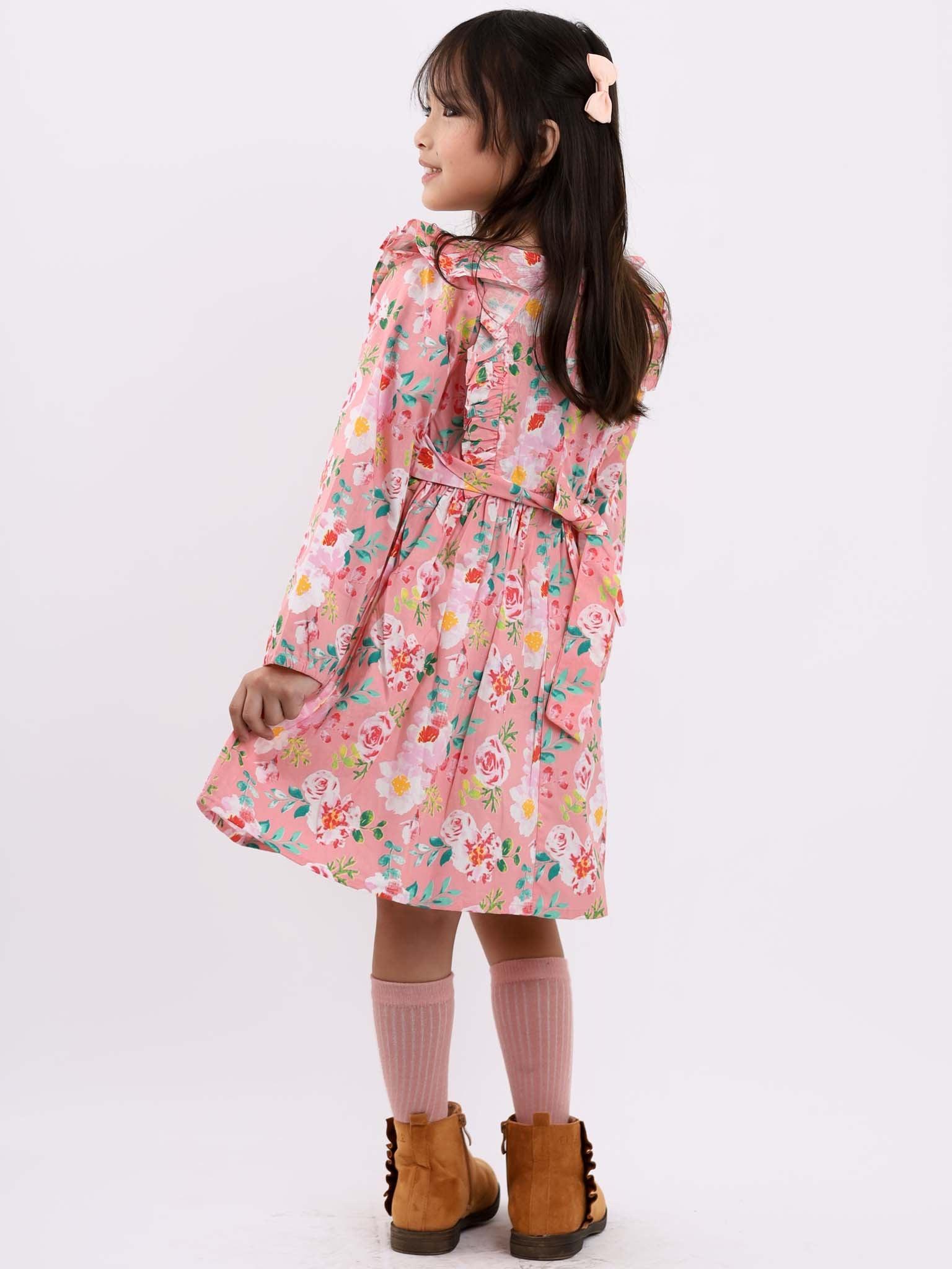 Penelope Pink Watercolour Dress - Oobi