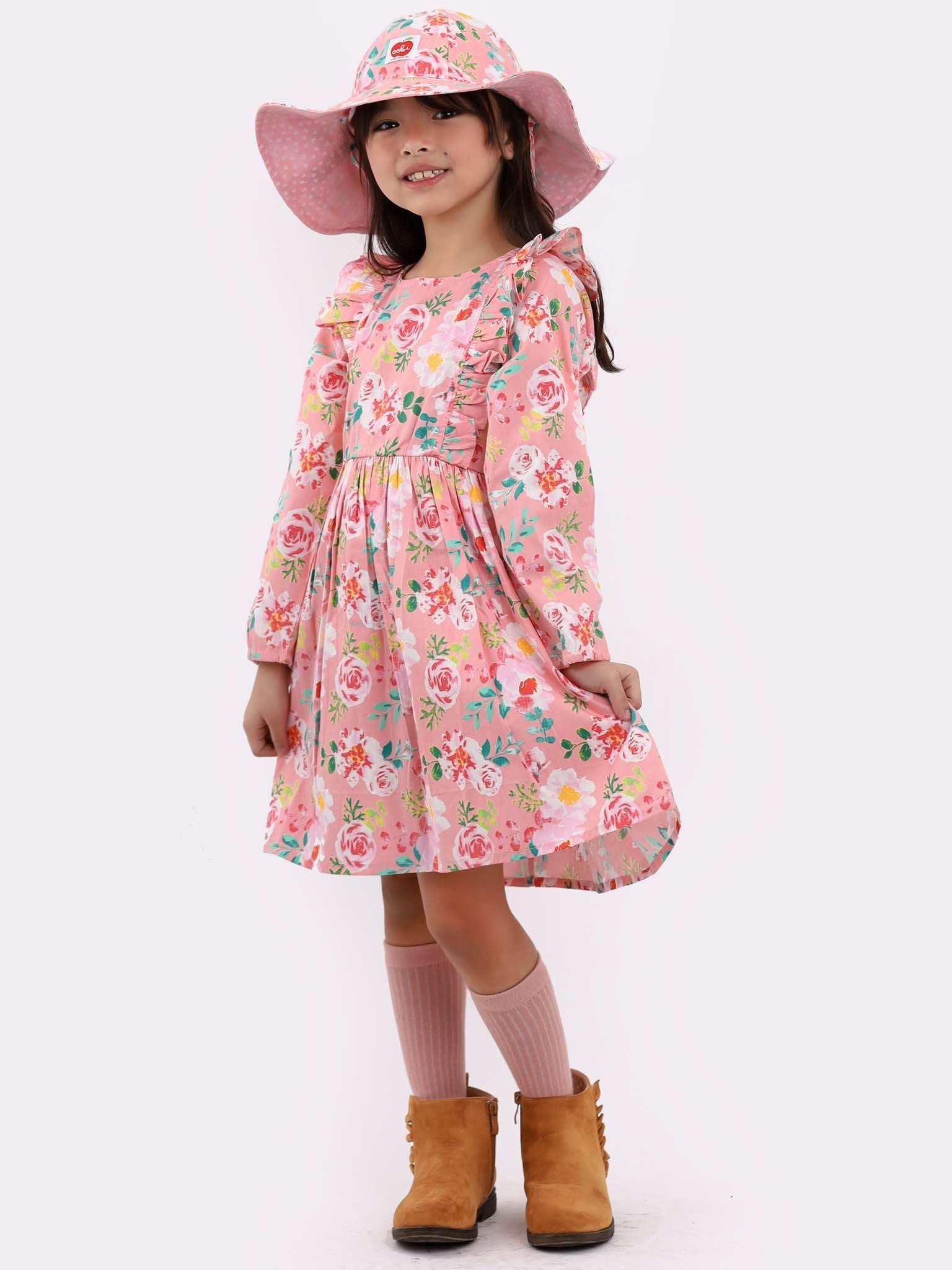 Penelope Pink Watercolour Dress - Oobi