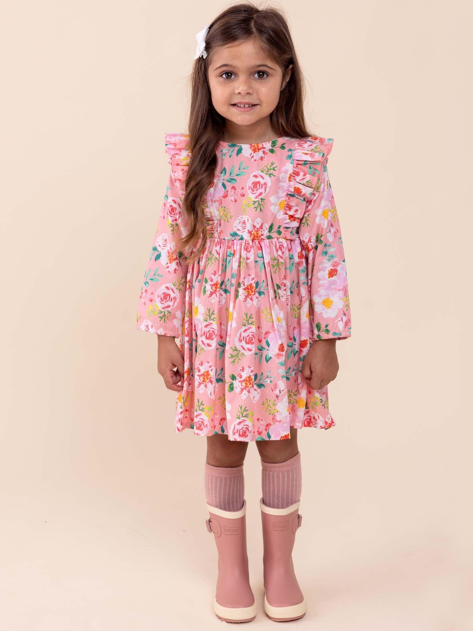 Penelope Pink Watercolour Dress - Oobi