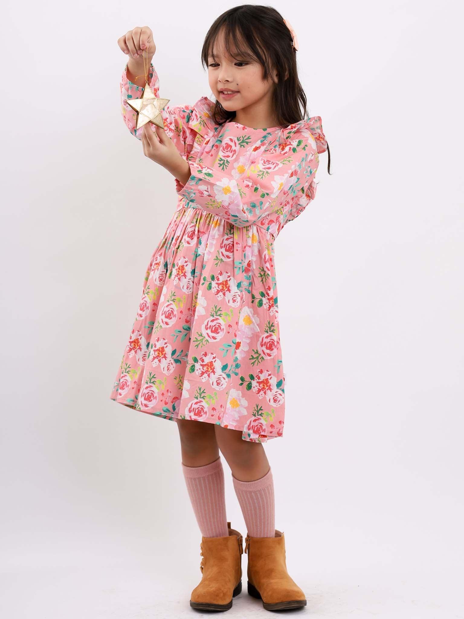 Penelope Pink Watercolour Dress - Oobi