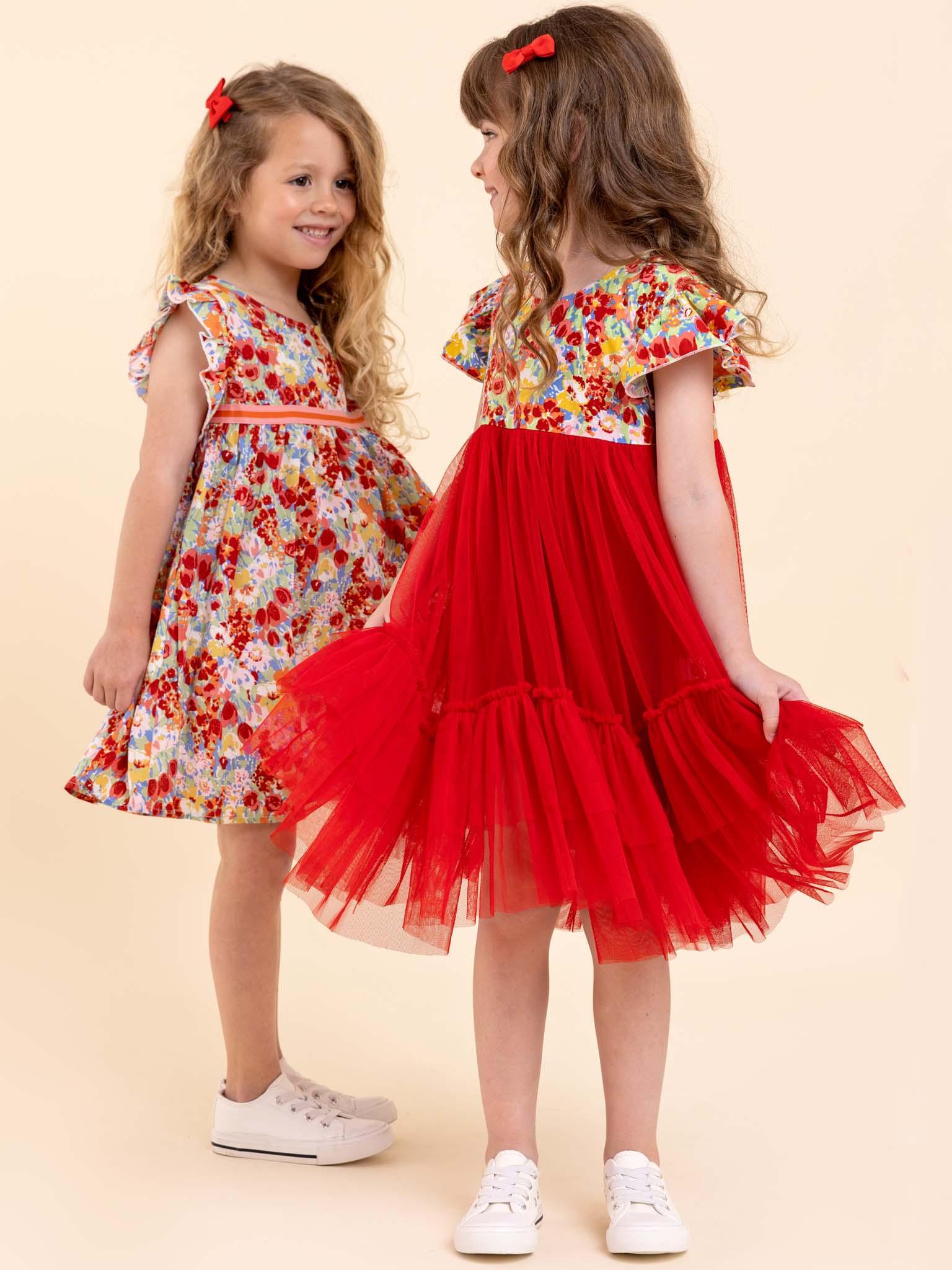 Vivienne Red Wildflower Dress - Oobi