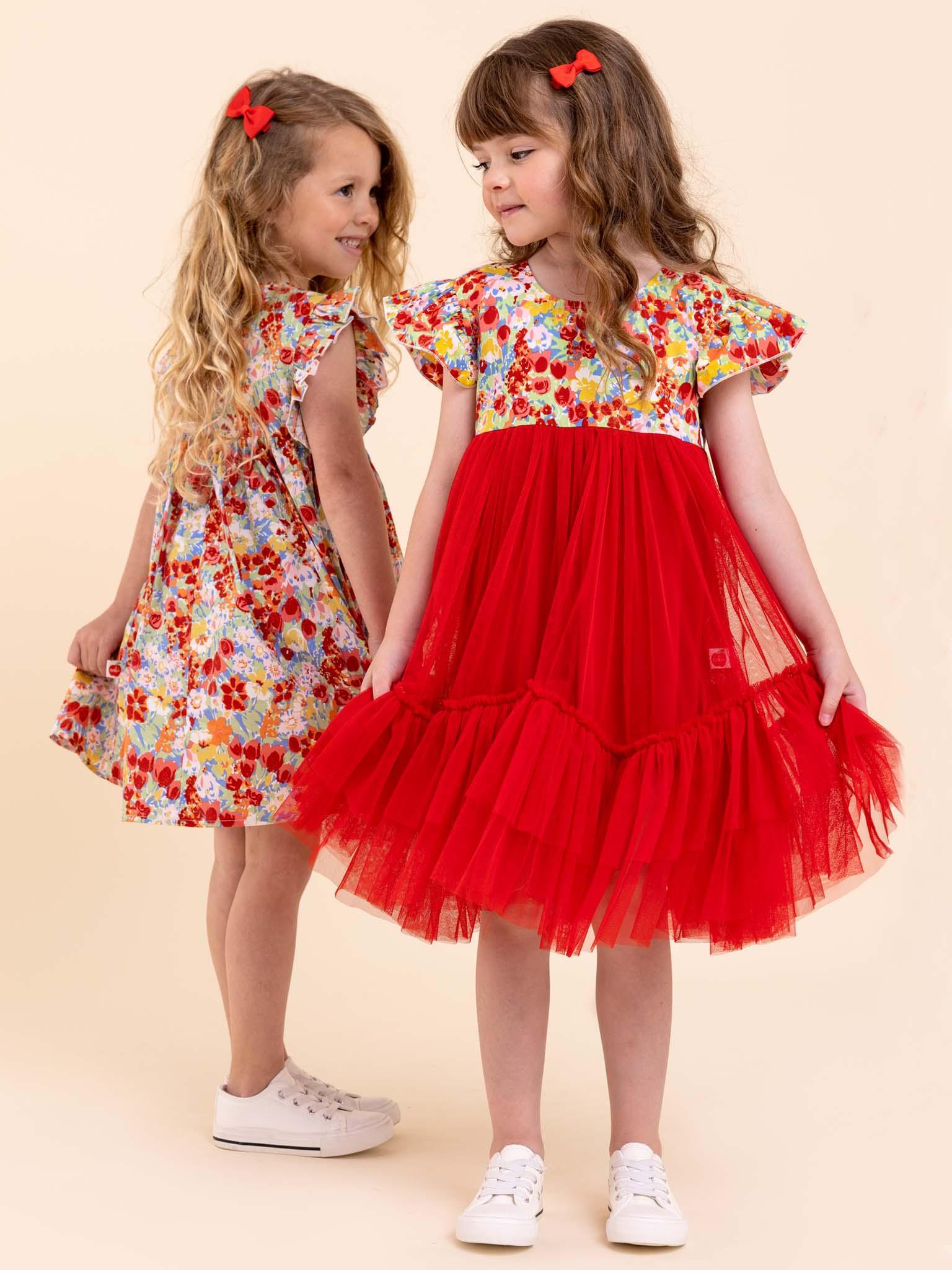 Vivienne Red Wildflower Dress - Oobi